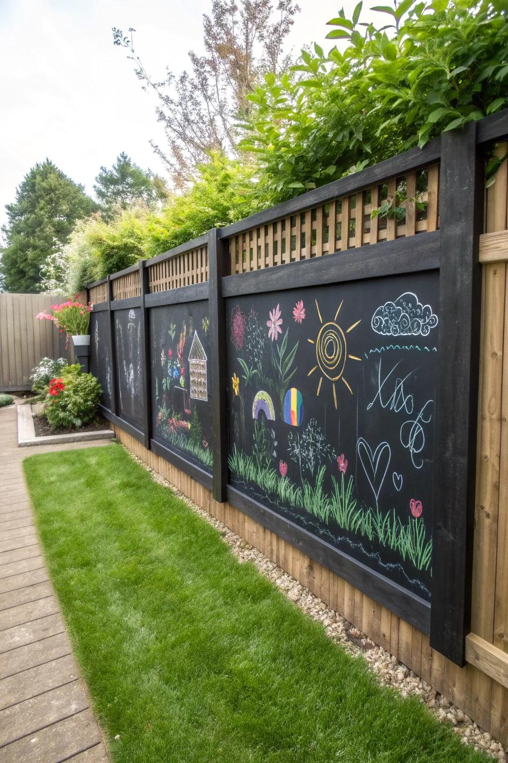 Unleash creativity with a chic chalkboard fence section, perfect for artful expressions and playful messages!