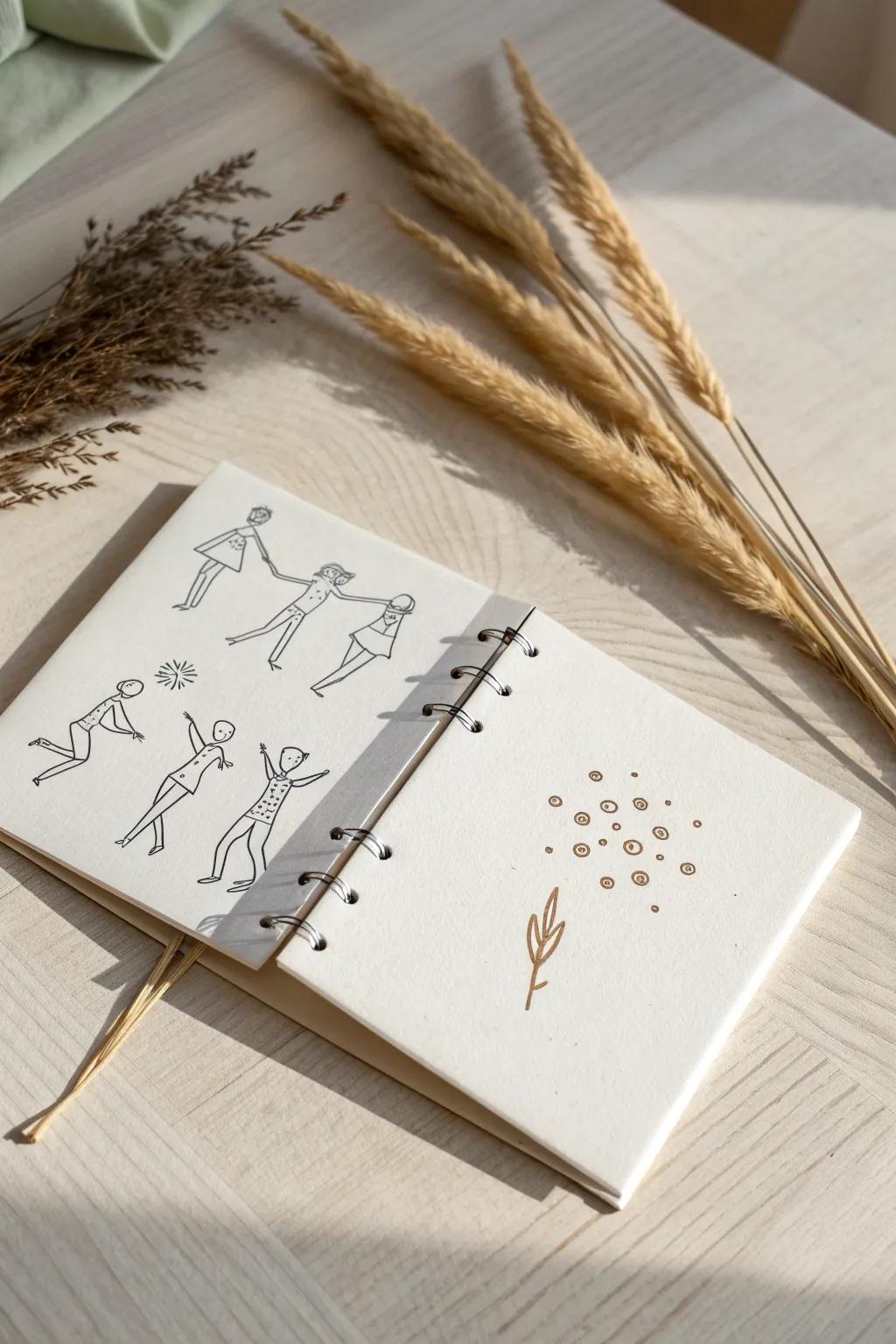 Discover the charm of simplicity with a dance of stick figures in a minimalist flip book.