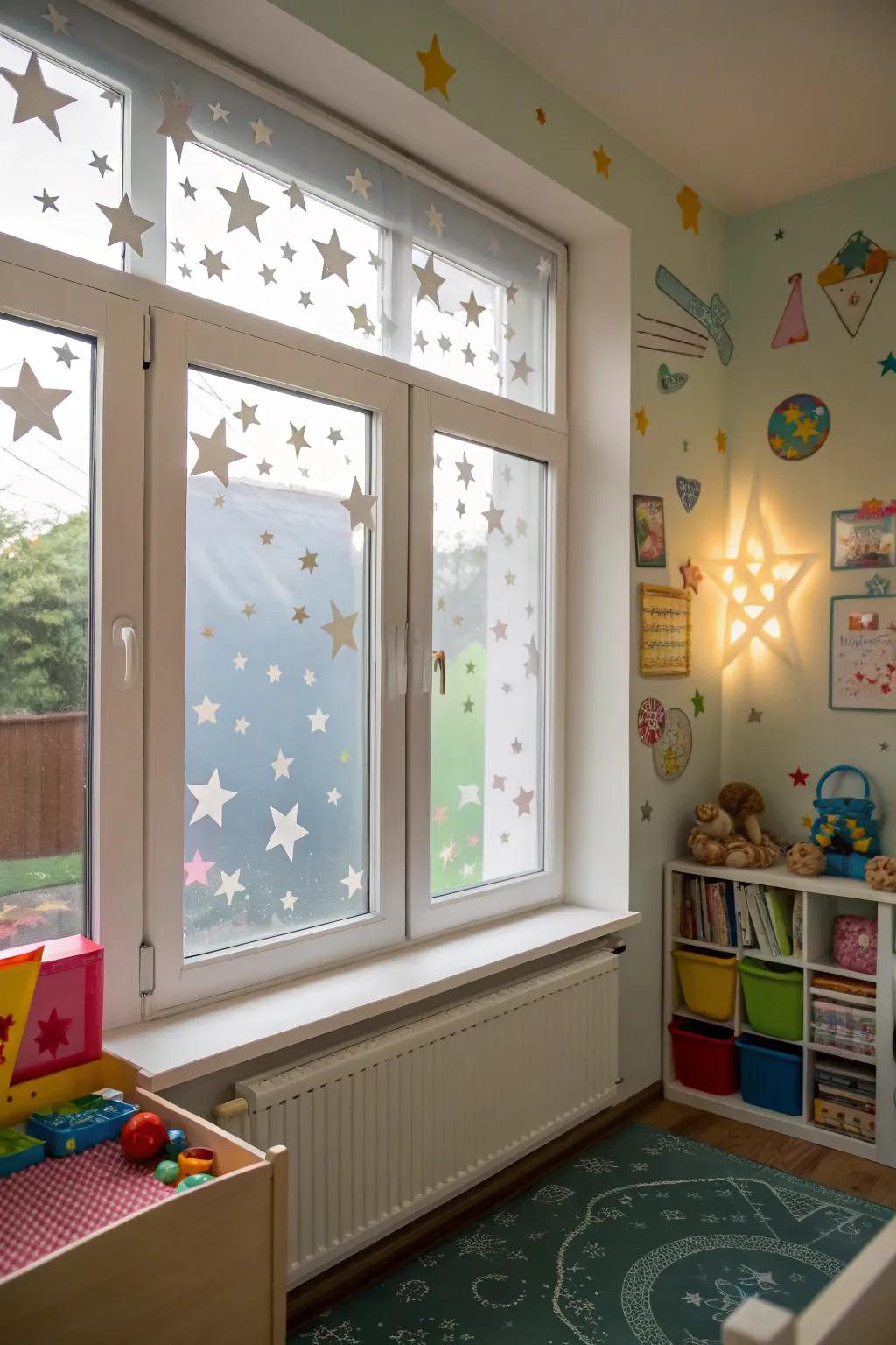 Make kids' rooms magical with playful frosted patterns.