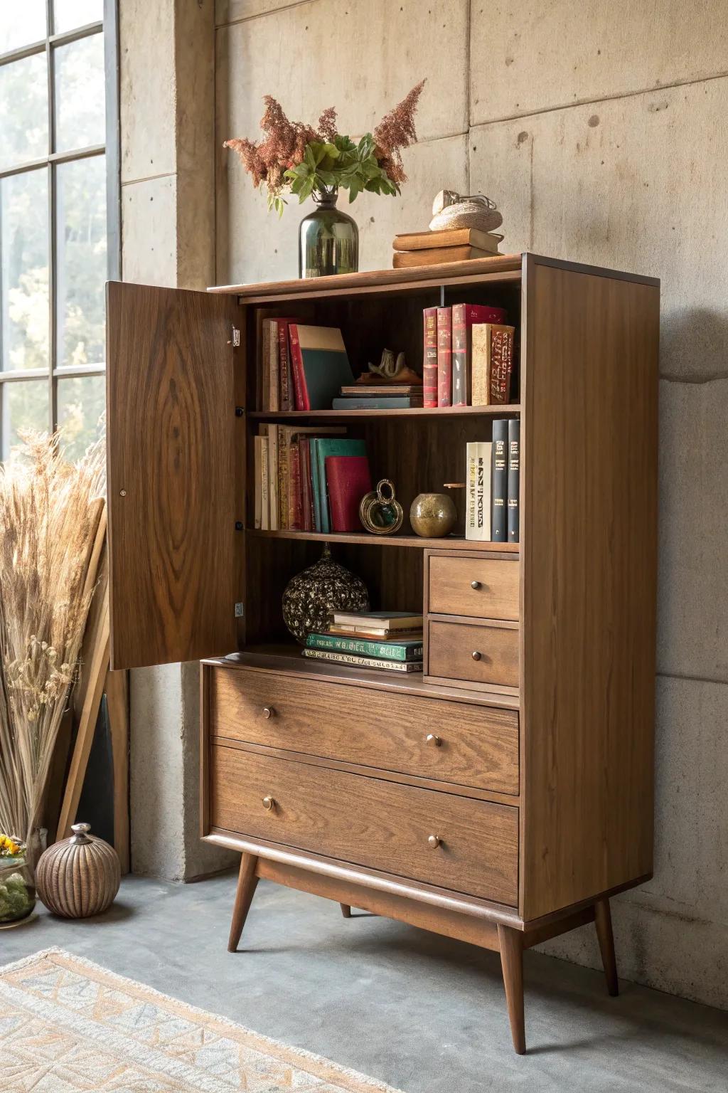 Transform your space with creative drawer removal: from dresser to chic display unit!