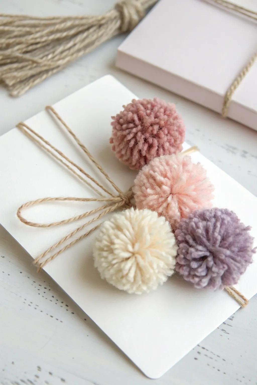 Add a touch of whimsy to your gift-giving with these charming yarn pom-poms.