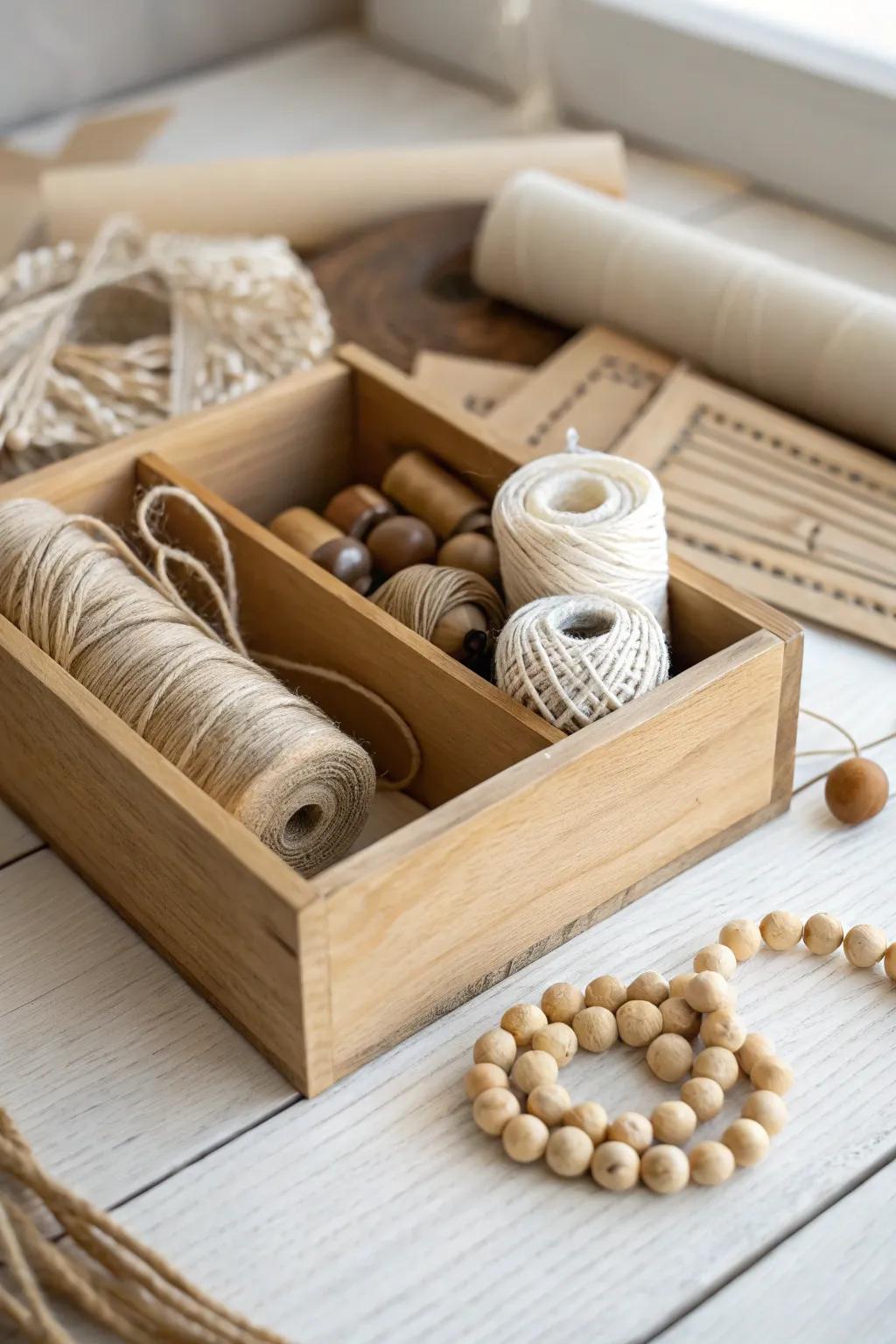 Inspire sustainable creativity with eco-friendly craft supplies in beautifully crafted wooden boxes.