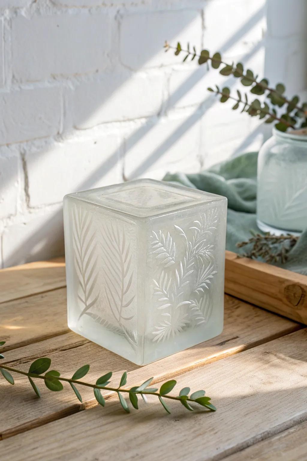 Embrace the subtle beauty of frosted elegance with handcrafted glass blocks.