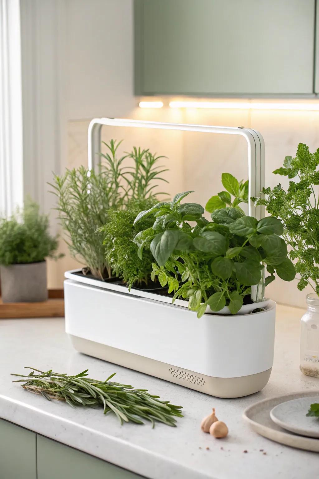 Elevate your kitchen with a touch of greenery: Chic Hydroponics for the modern home.