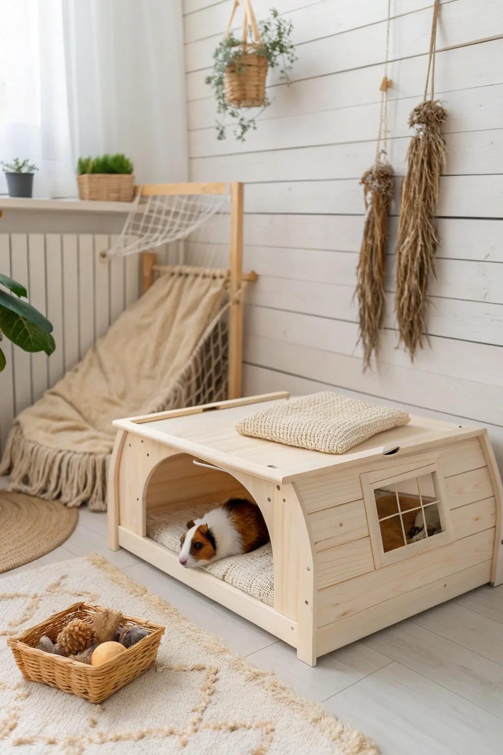 Transform your guinea pig's home into a serene, organized retreat with a touch of Scandinavian minimalism and boho charm.