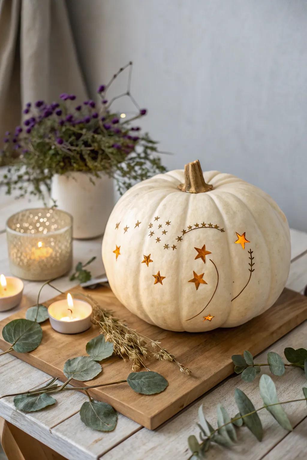 Illuminate your autumn nights with enchanting constellation carvings. 🌟🕯️ #PumpkinMagic #ScandiBoho