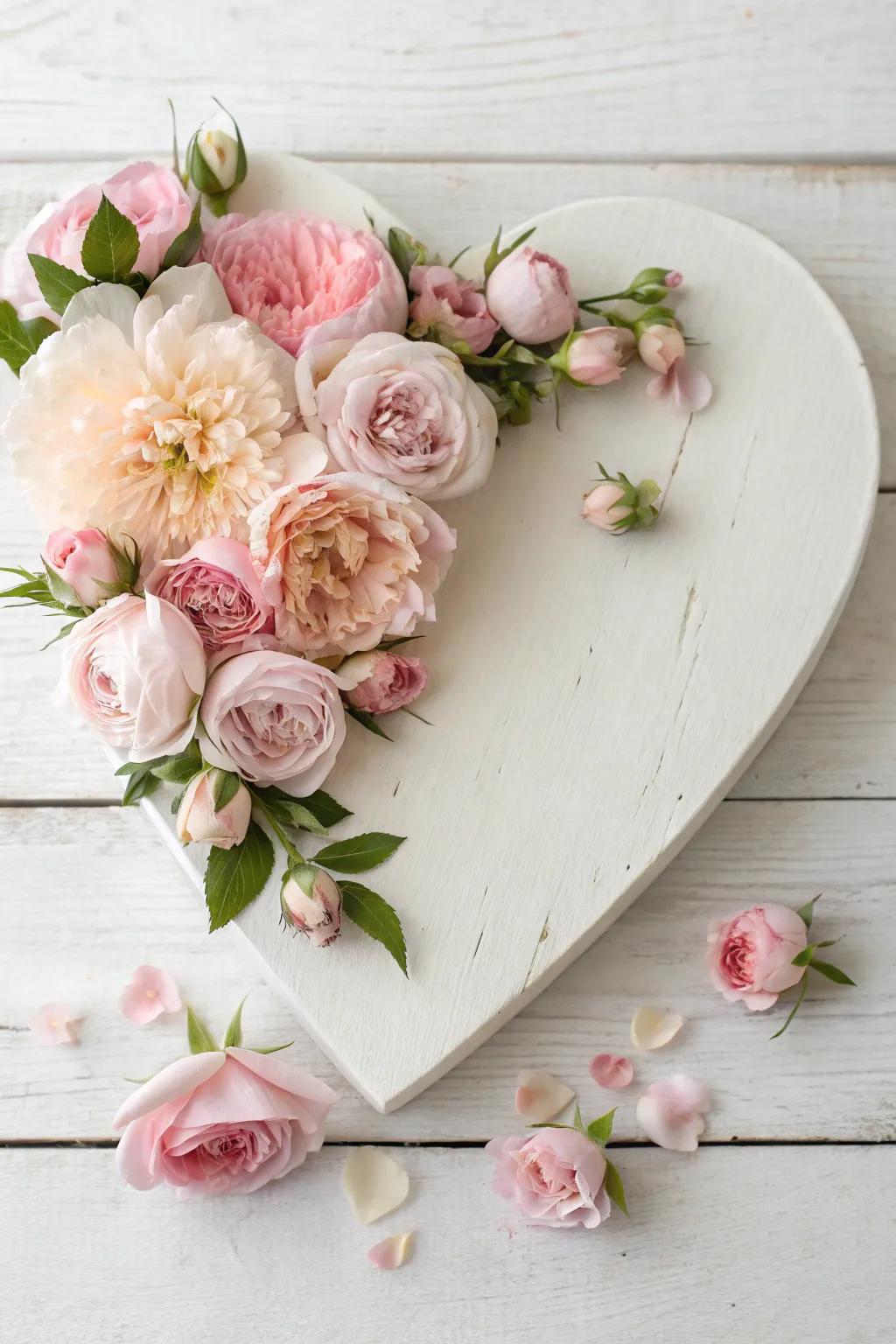 Embrace simplicity and elegance with this floral heart masterpiece, perfect for adding a touch of romance to any space.