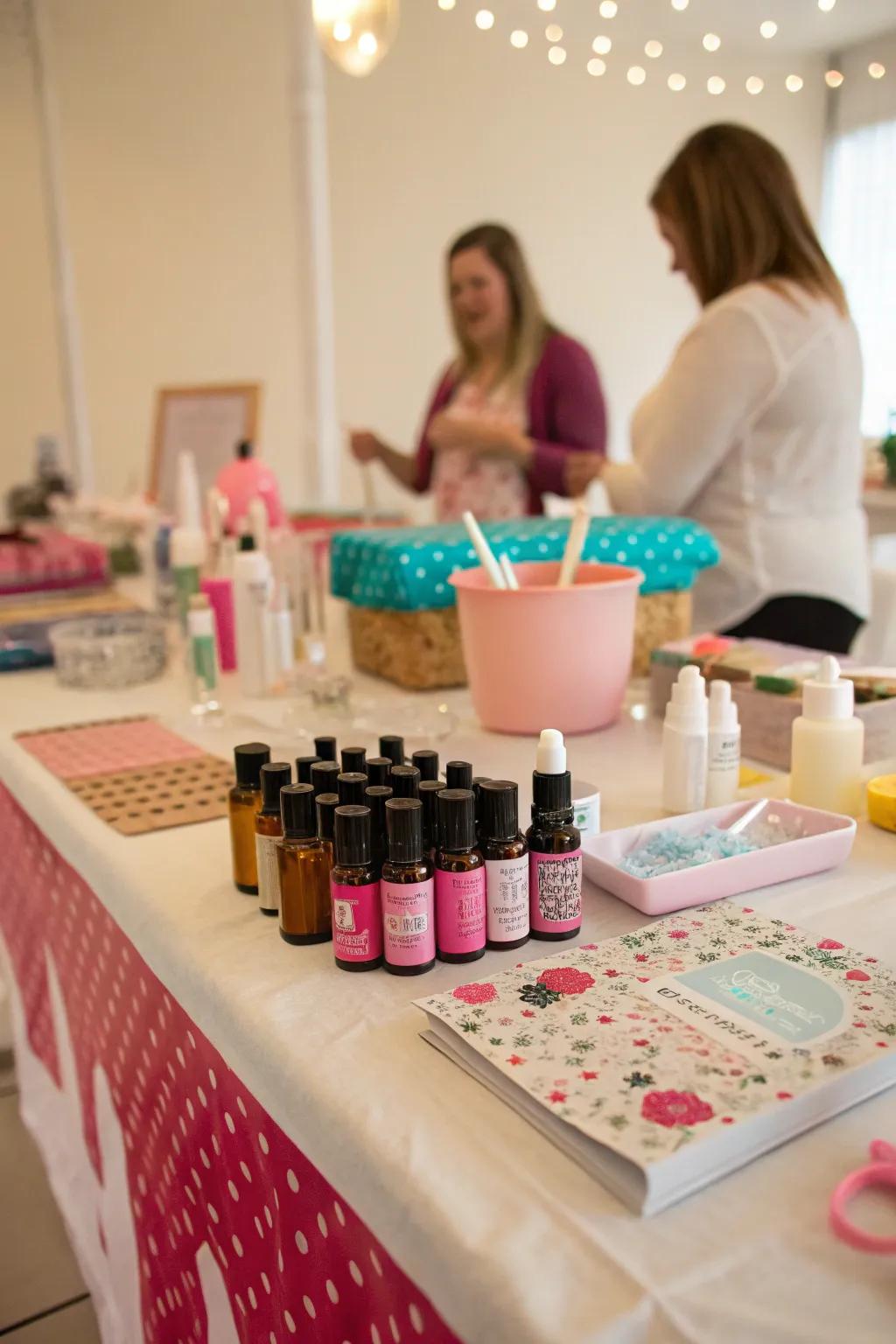 Craft personalized scents with a perfume creation station.