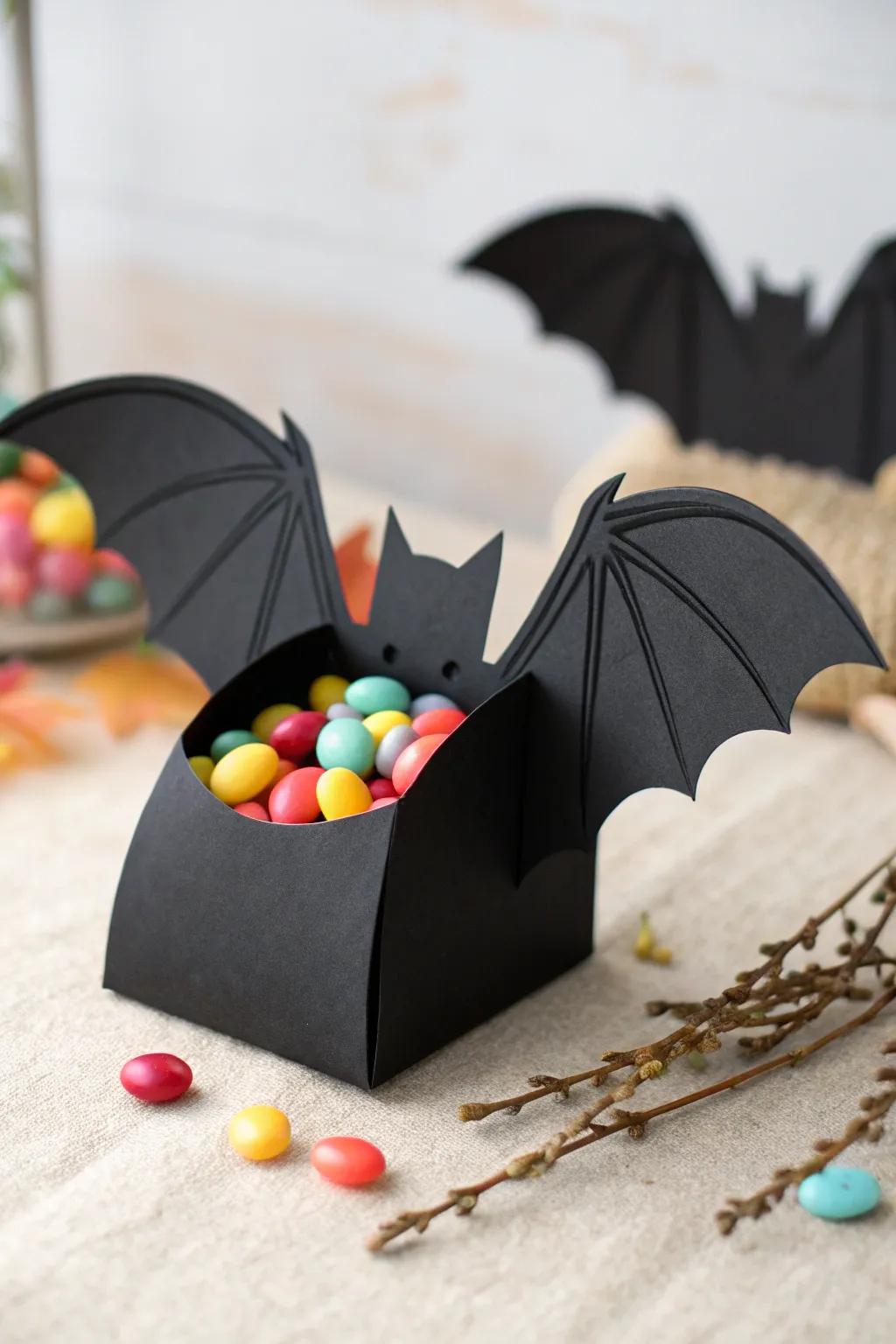 Elevate your Halloween with charming bat-themed treat bags that delight with every detail.