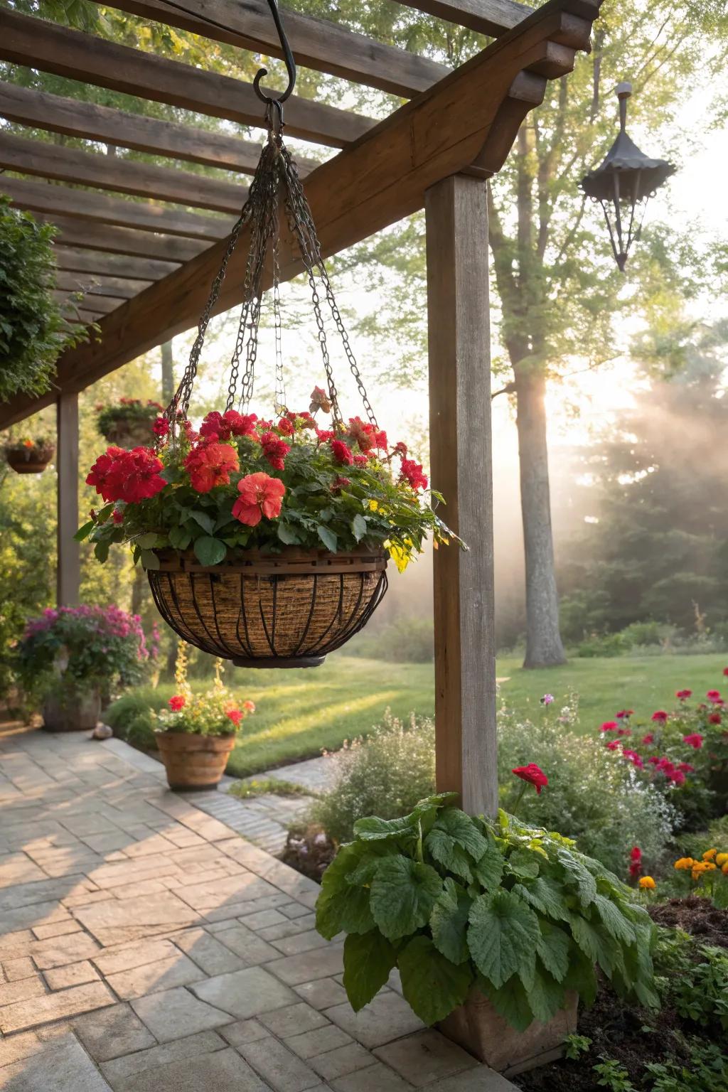 Rustic baskets add charm and character to your begonia display.