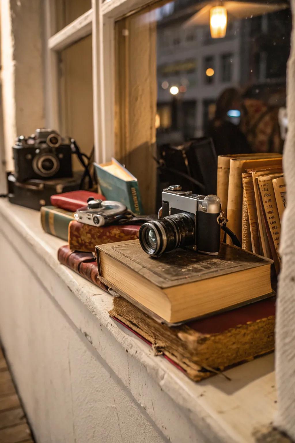 Add character with vintage items on your ledge.