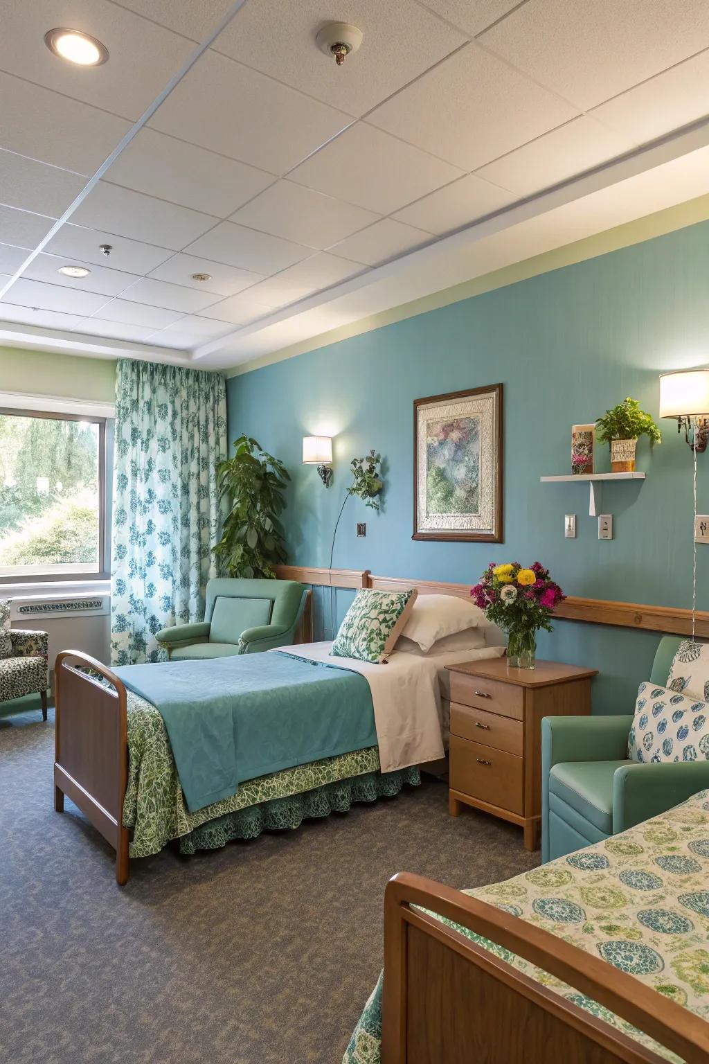 Calming colors create a peaceful environment.
