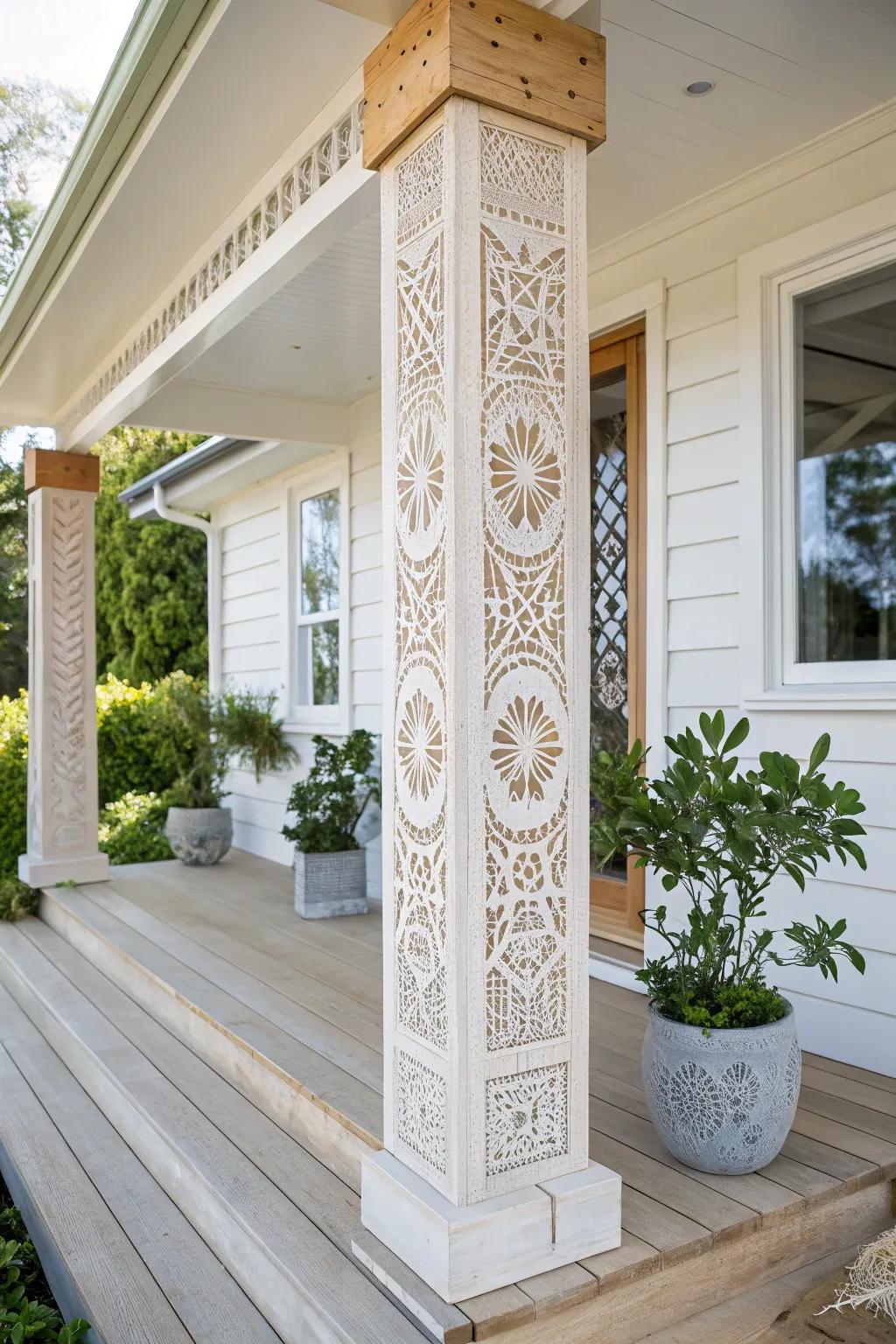 Elevate your porch with custom stencil designs—where Scandinavian simplicity meets boho charm.