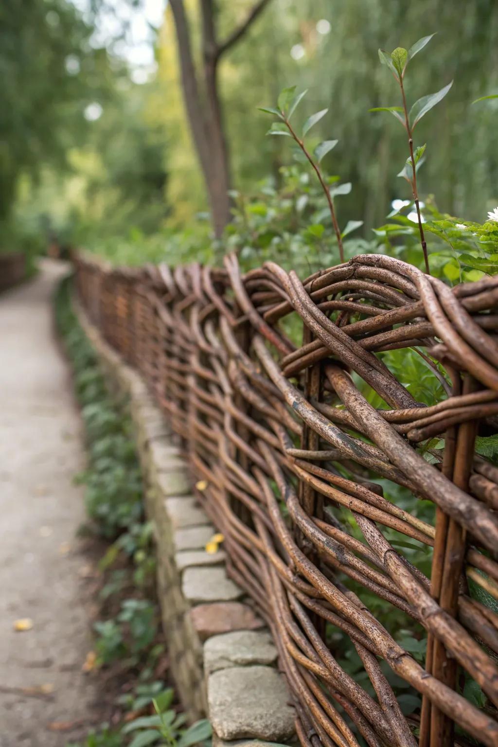 Transform your space with the rustic charm of a woven willow fence—a perfect blend of art and nature.