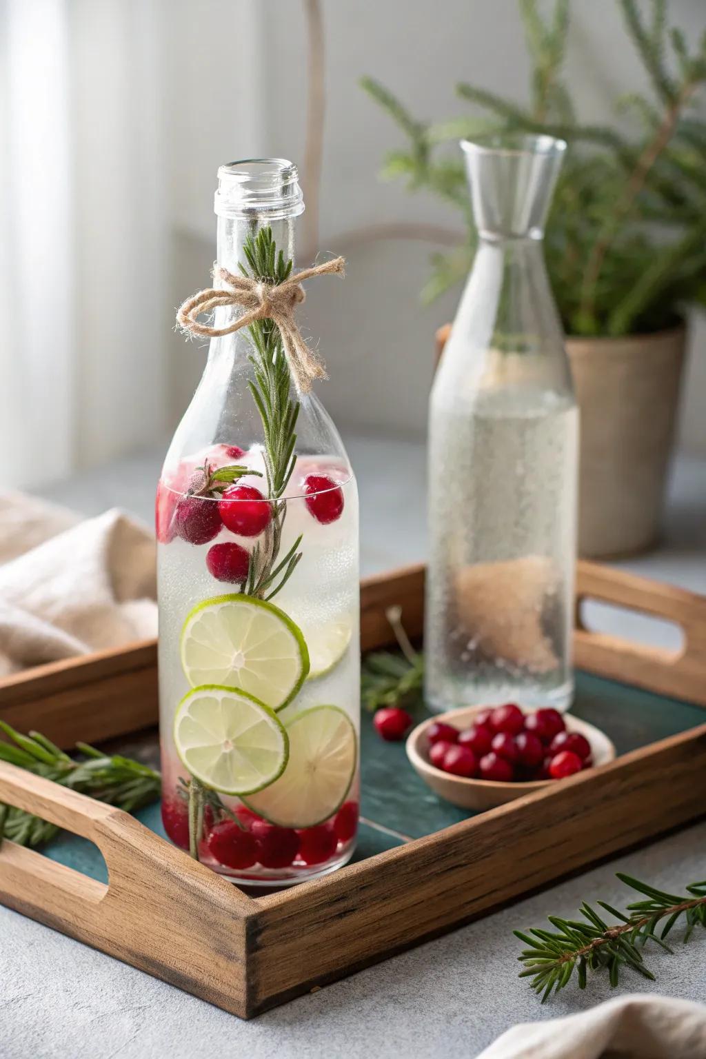 Elevate your gatherings with the vibrant charm of cranberry-lime infused vodka, a true masterpiece of simplicity and natural beauty.