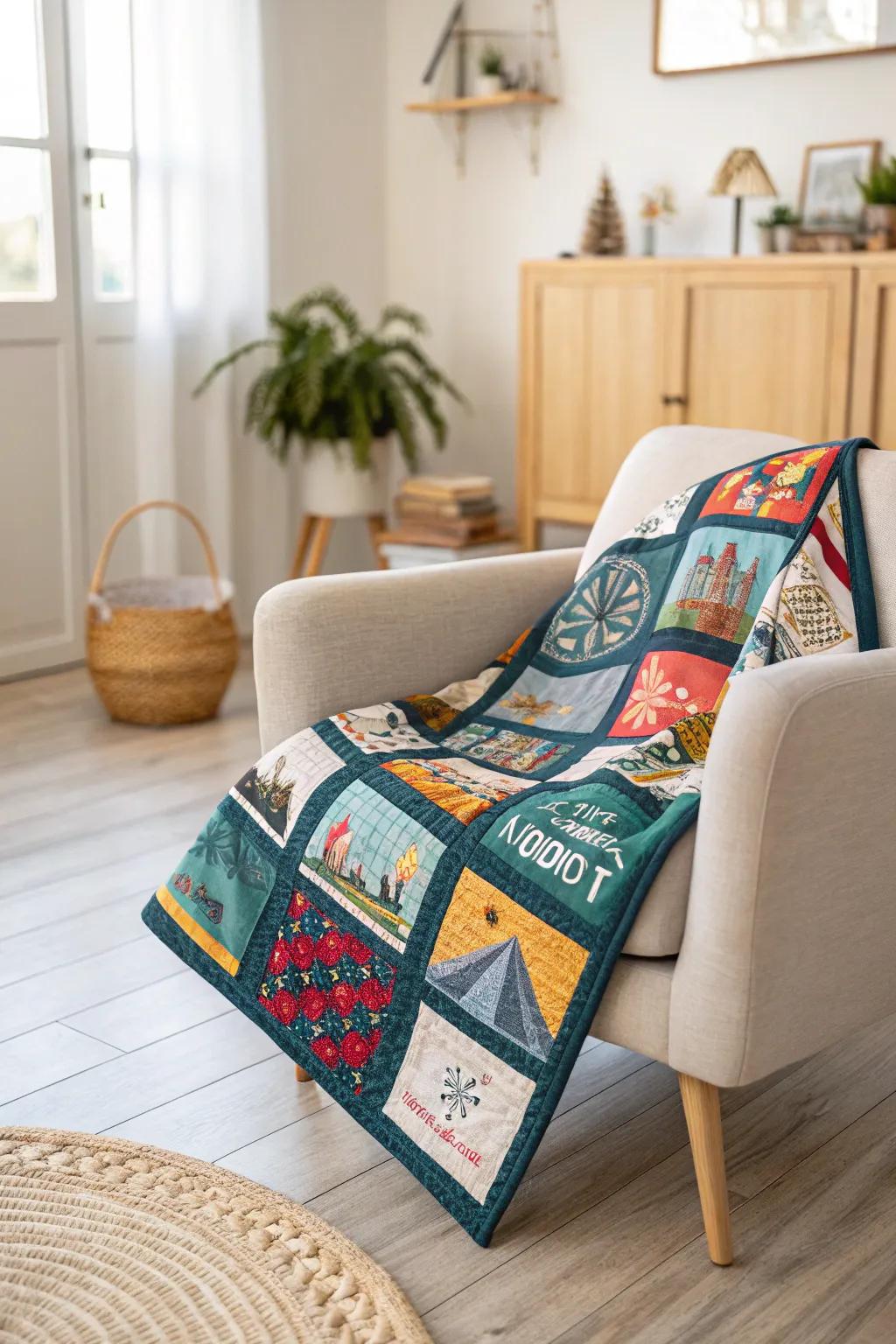 Wrap yourself in memories with a beautifully crafted memory quilt, a tapestry of your life's adventures.