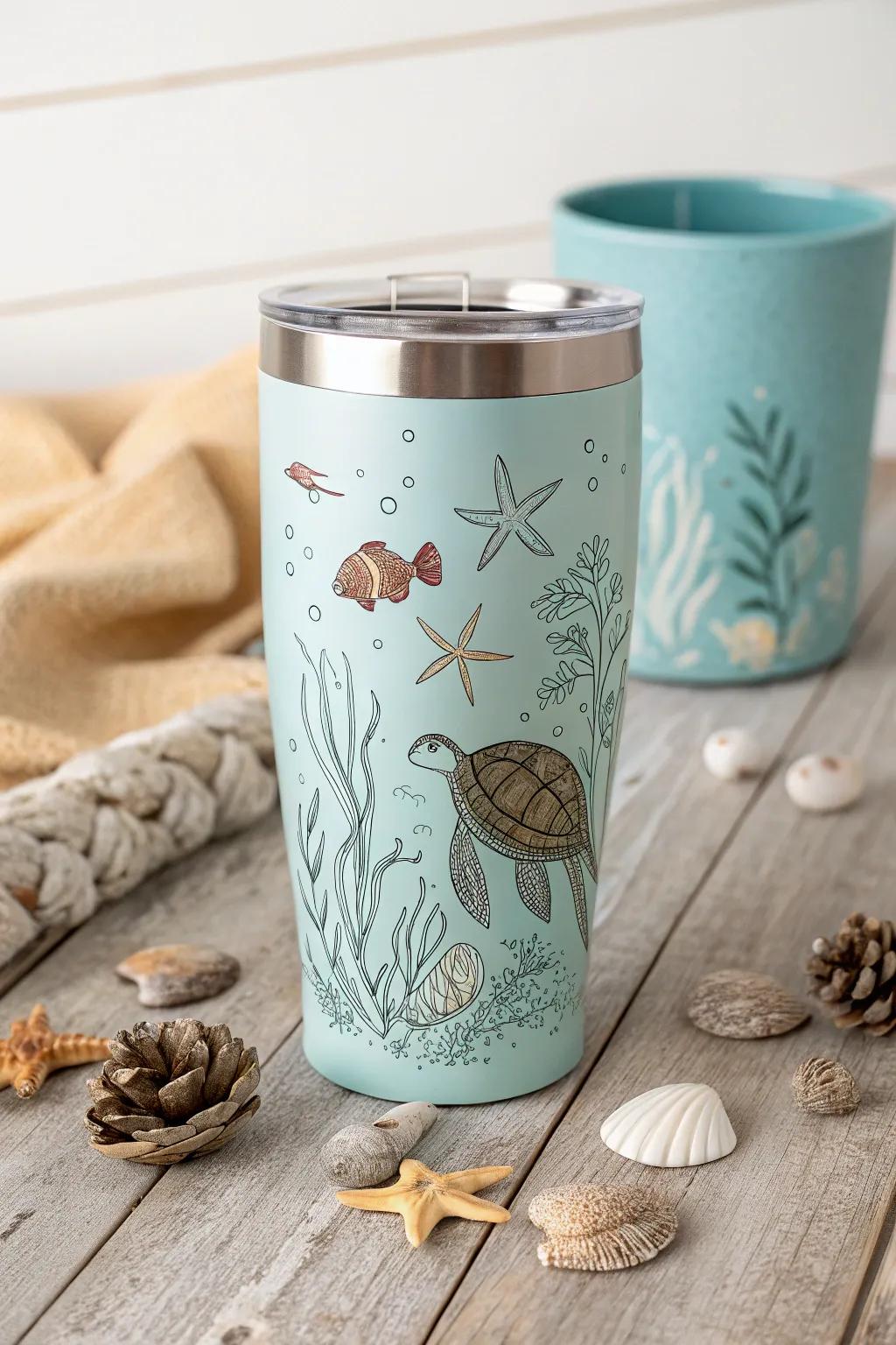 Sip into an underwater adventure with this charming ocean-themed tumbler, perfect for little explorers!