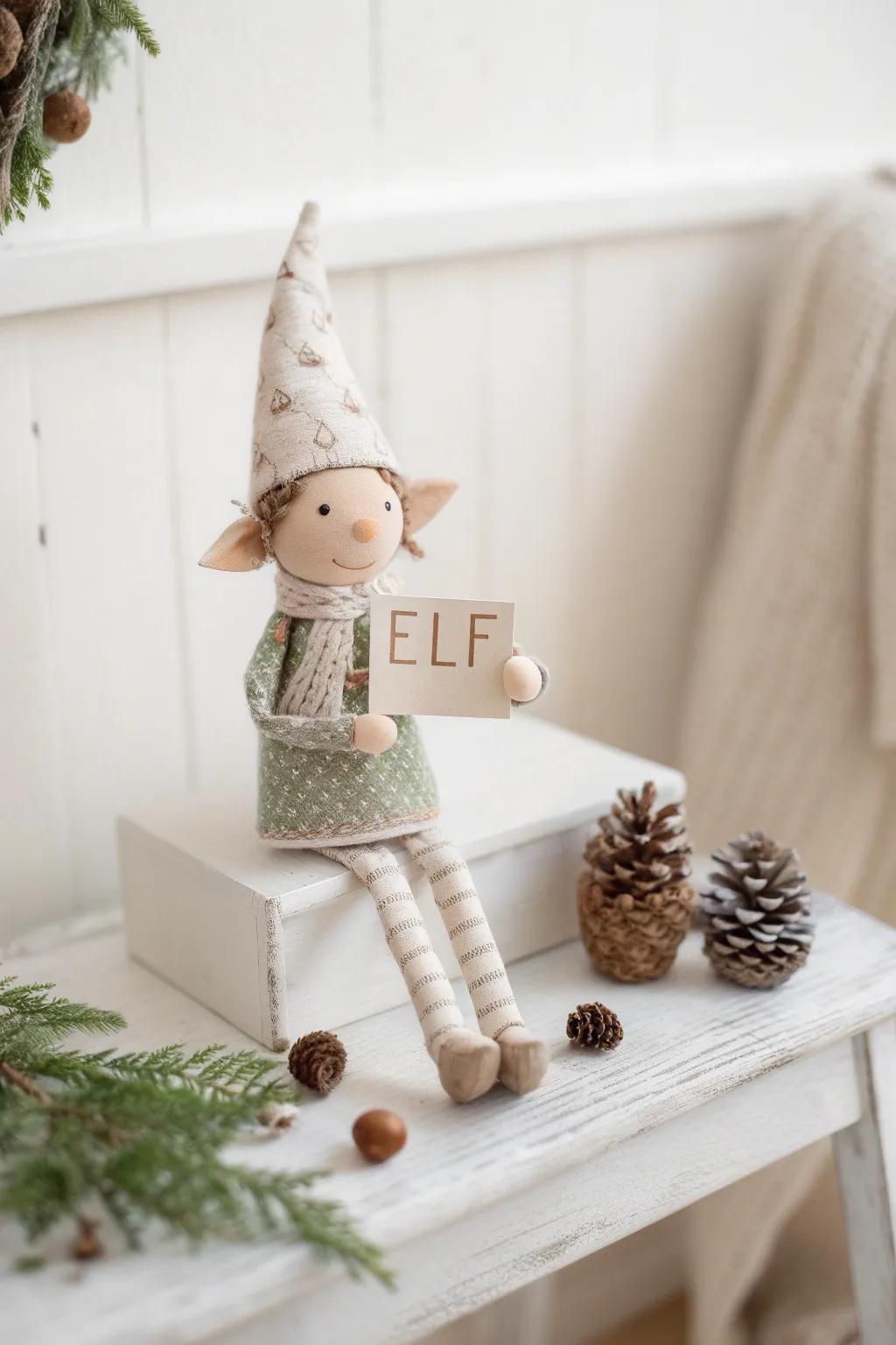 Spread joy through simple acts of kindness with our charming minimalist elf.