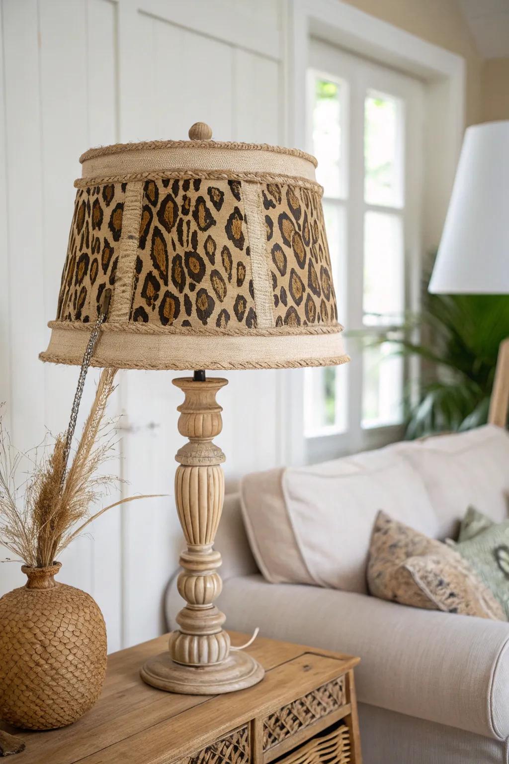 Unleash your wild side with this chic leopard print lampshade—where Scandinavian simplicity meets bohemian flair.