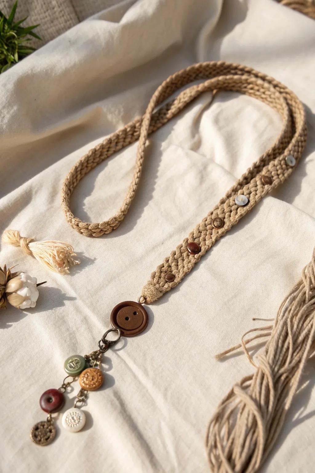 Embrace the nostalgia of vintage buttons for a timeless lanyard look.