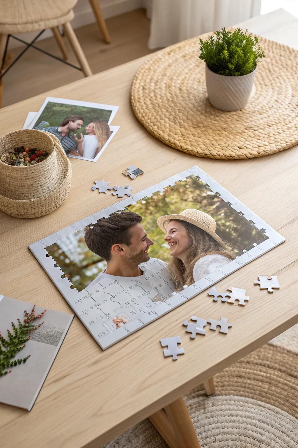 Piece together love and memories with a personalized photo puzzle—an intimate DIY gift idea for him.