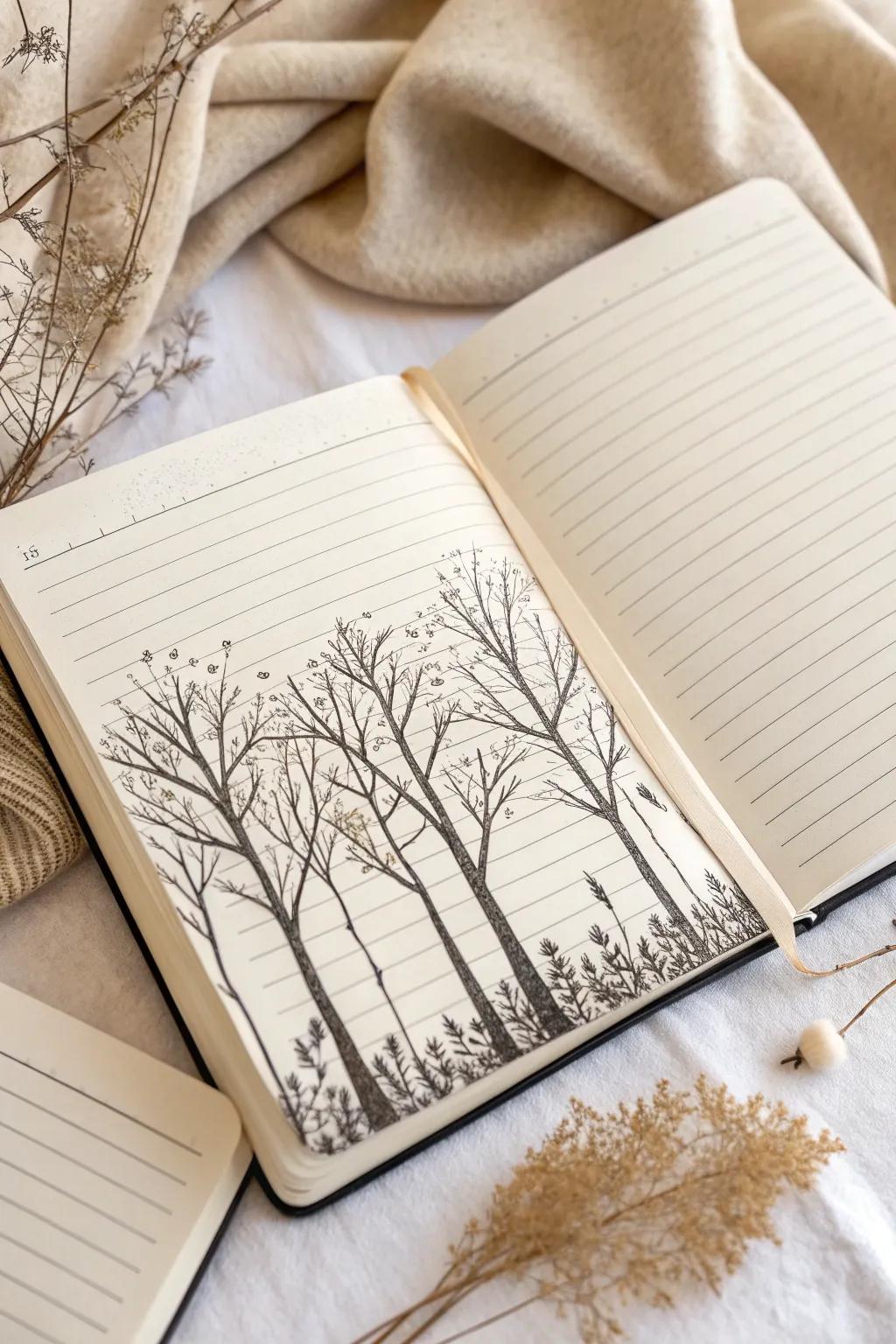 Discover the beauty of nature through the lines of your notebook.