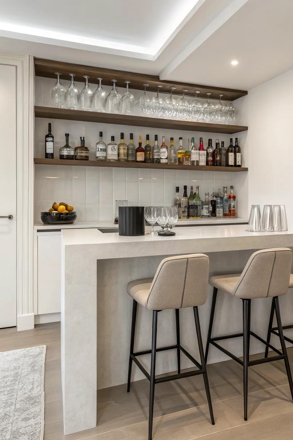 Minimalist design creates a sleek and elegant bar.