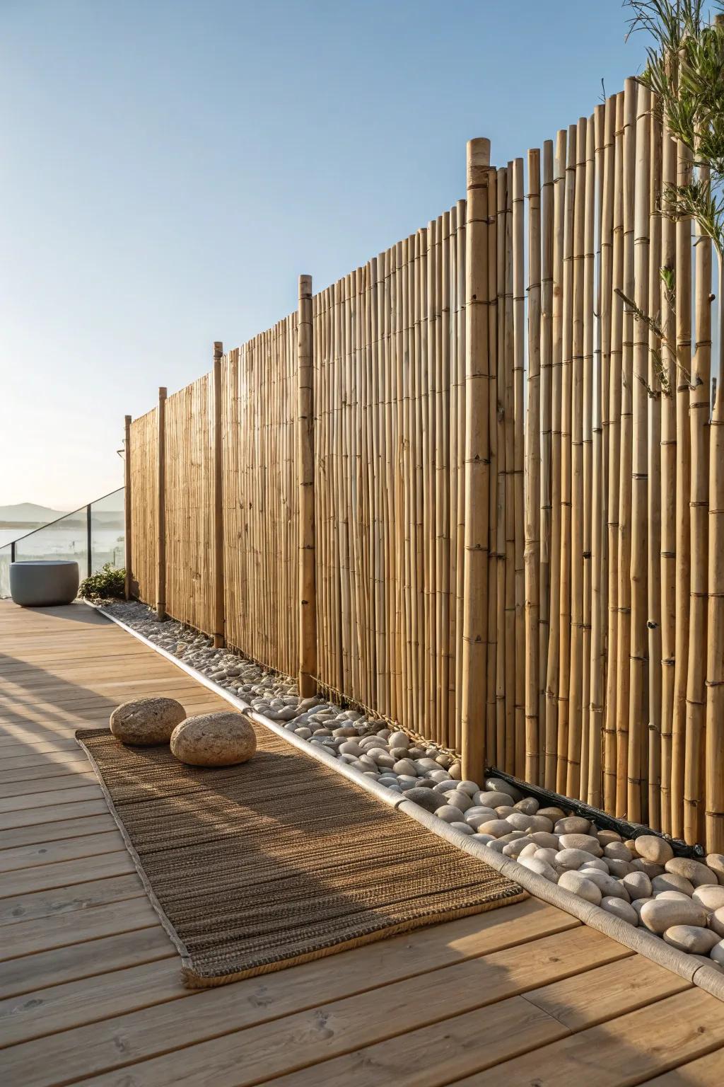 Transform your yard into a tropical retreat with a stunning bamboo privacy fence.