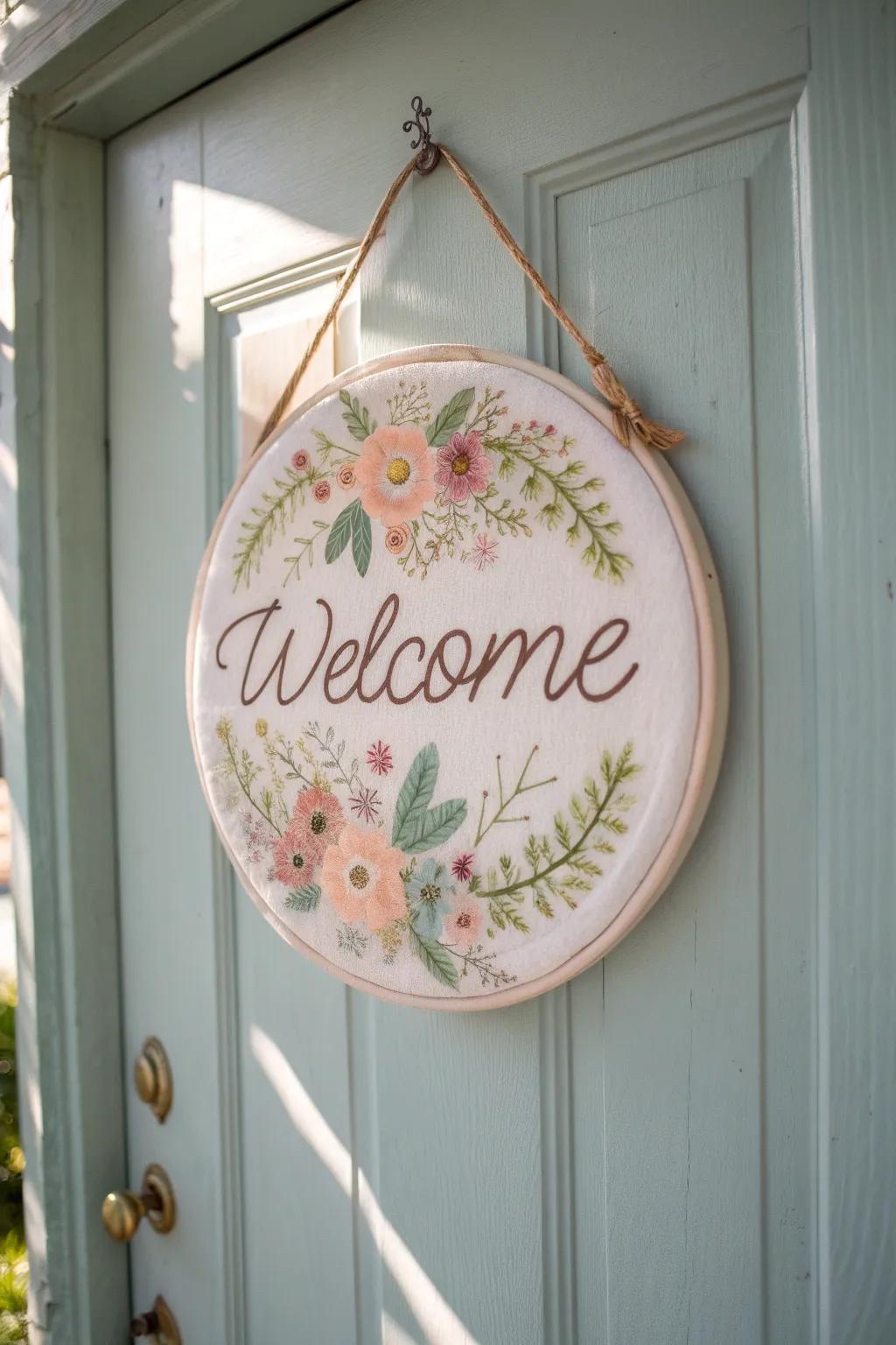 Welcome each season with a touch of embroidered elegance on your doorstep.