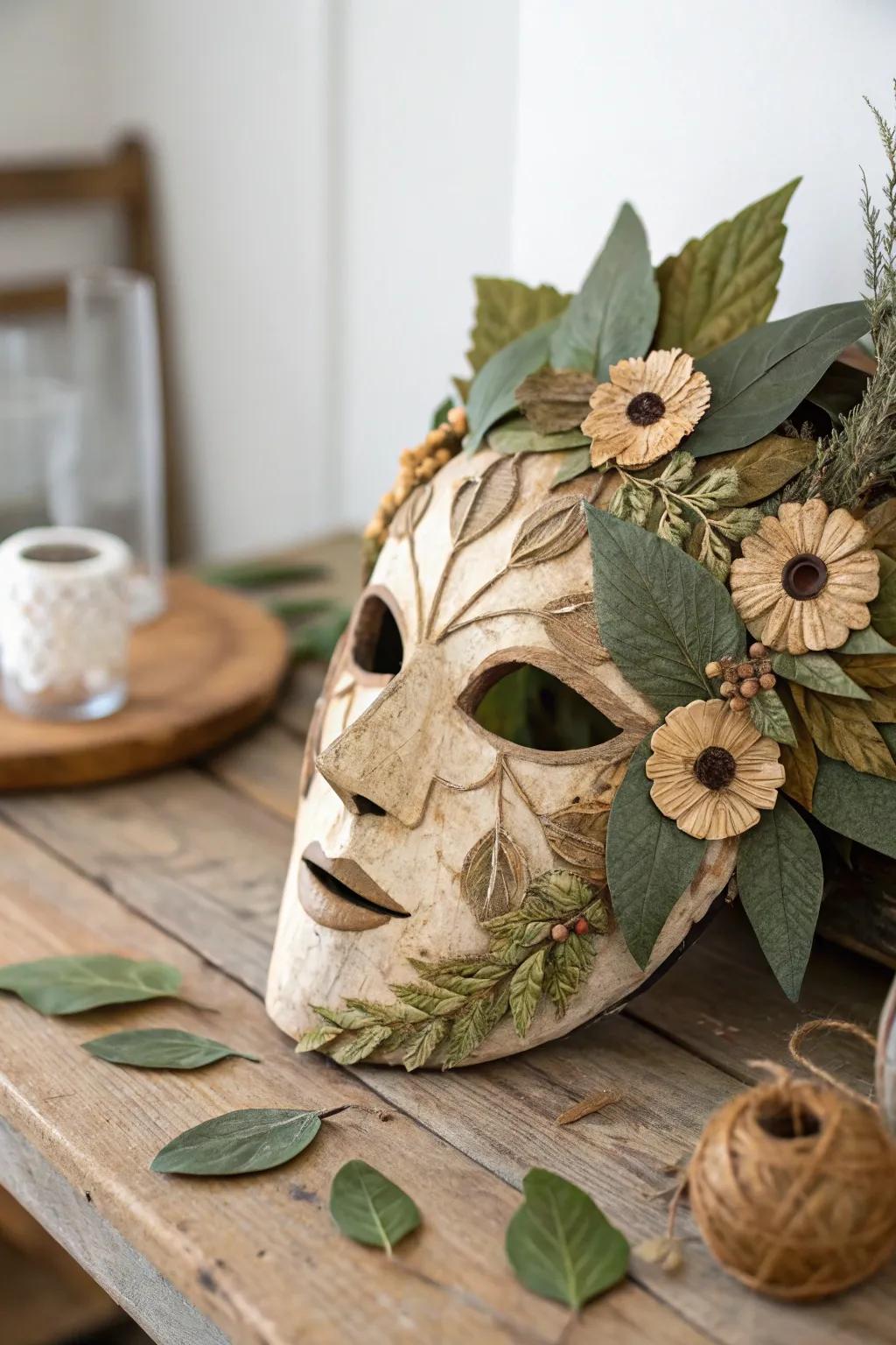 Embrace the outdoors with this nature-inspired mask, where simplicity meets elegance.