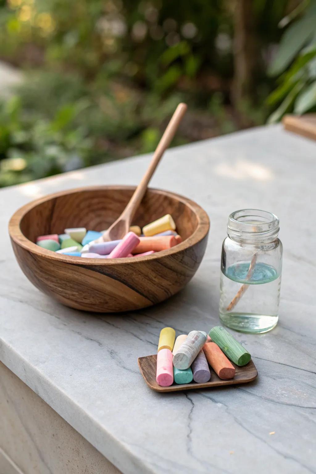 Unleash creativity with chalk and water — a boho-inspired play of colors and textures.