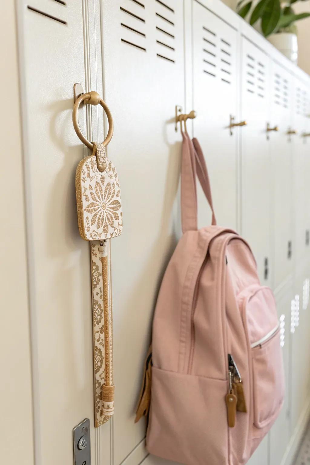 Elevate your locker game with chic, decorative hooks that blend style and function effortlessly.