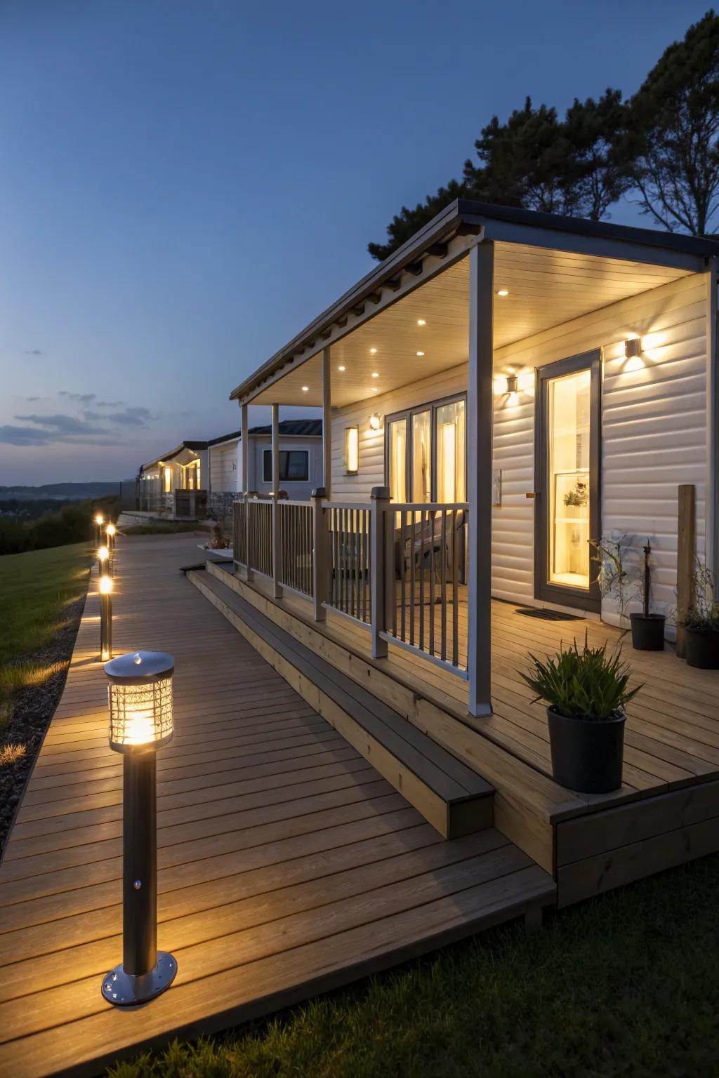 Transform your deck into an enchanting evening retreat with stylish solar lighting.