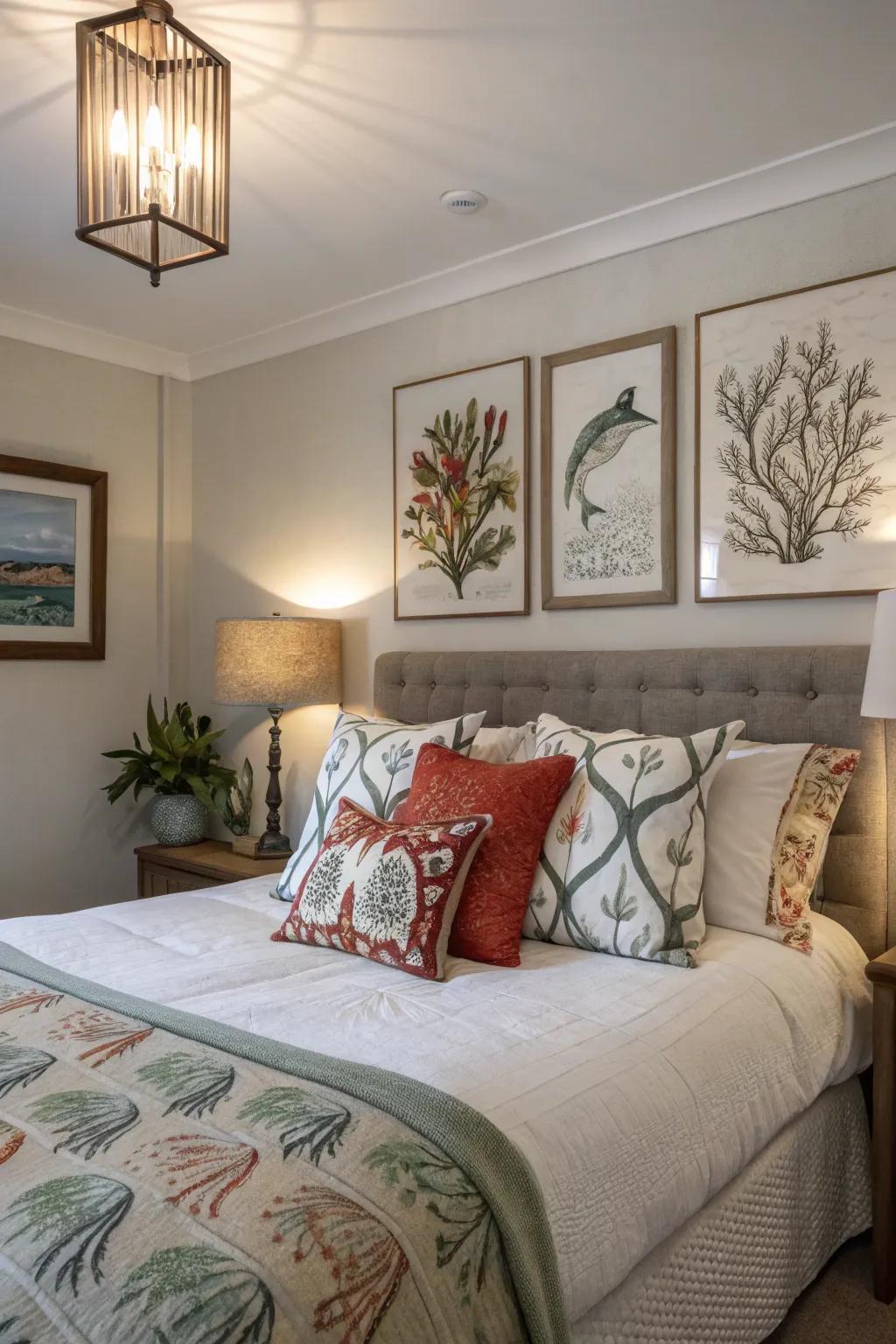 Personal style elements add uniqueness to this guest bedroom.