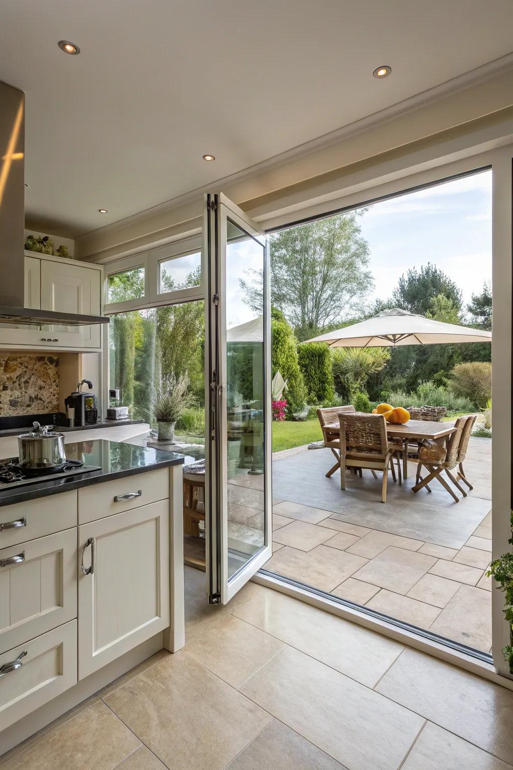 A kitchen that seamlessly connects with the outdoors.