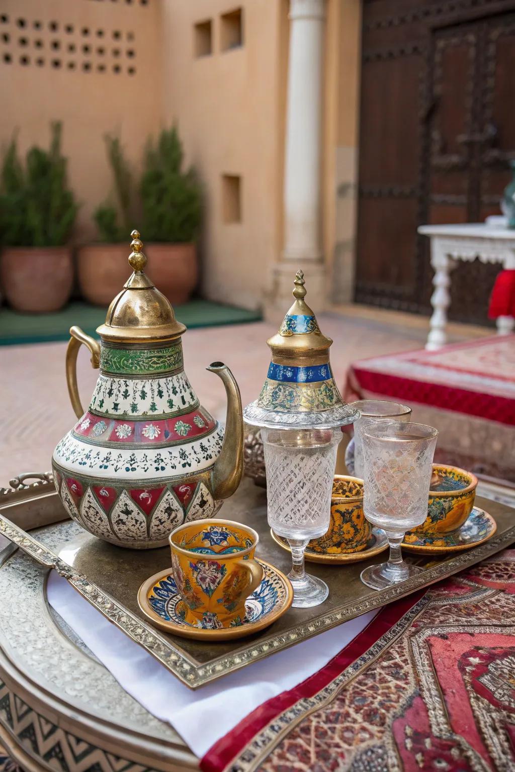 A traditional tea ceremony introduces guests to Moroccan hospitality.