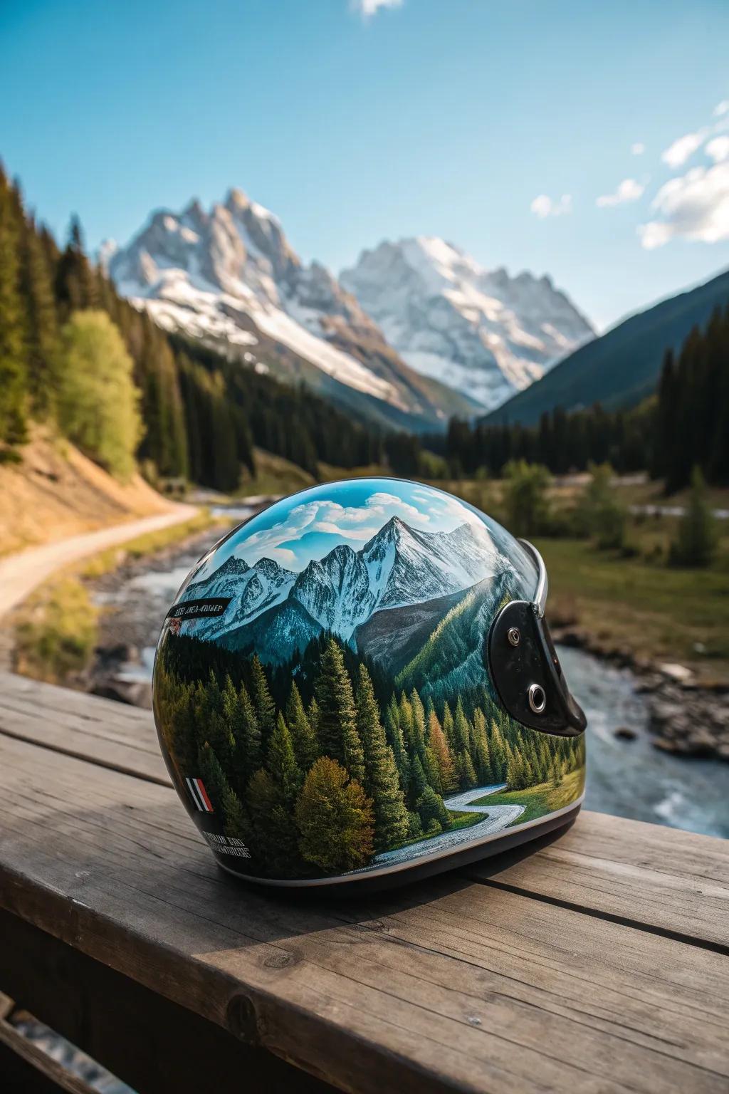 Elevate your ride with a helmet that echoes the serenity of nature's grandeur.