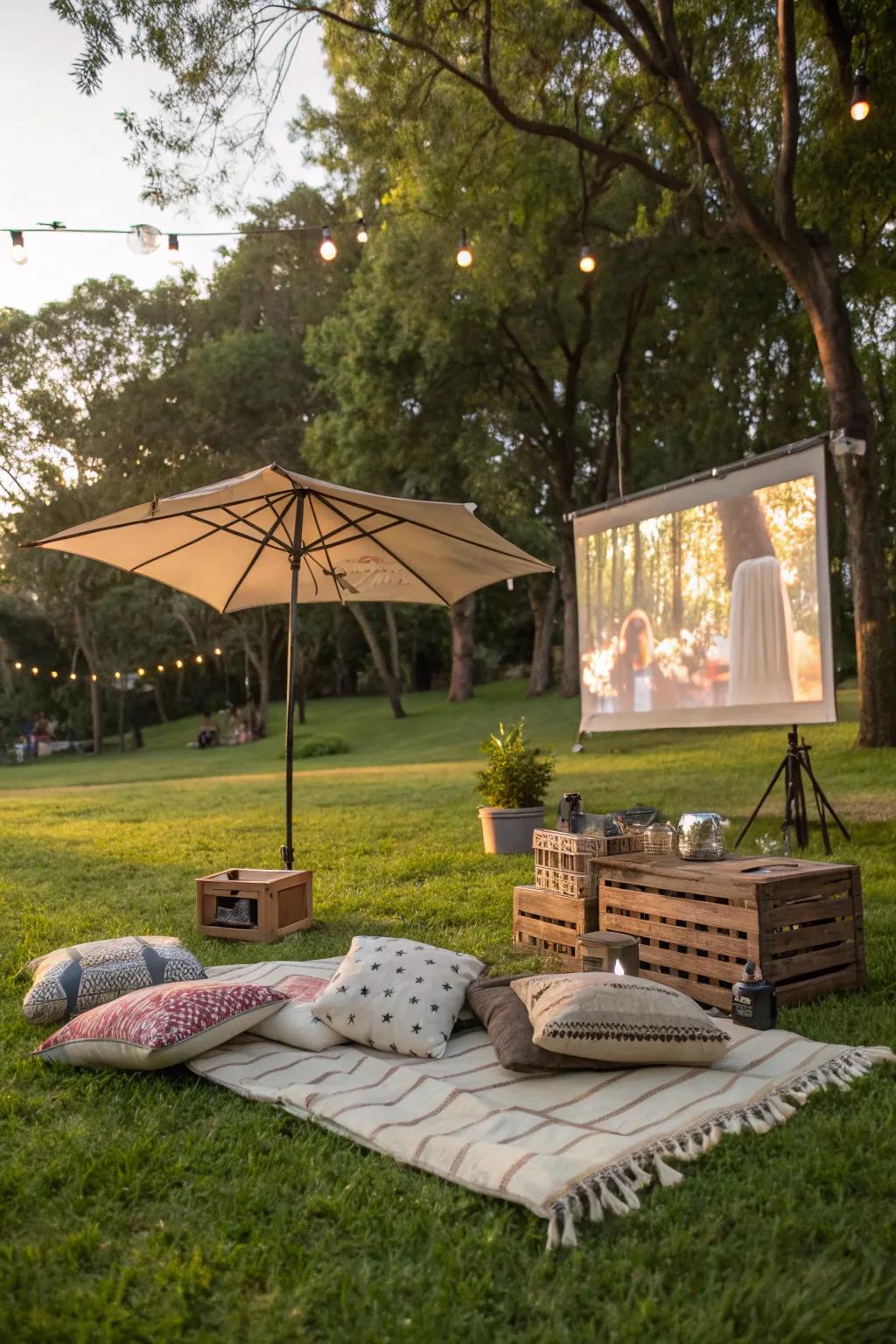 Transform any outdoor space into a cinematic escape with a creative picnic projector setup!