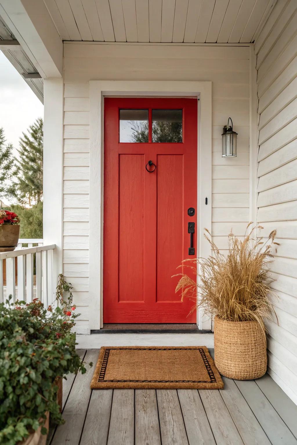 Transform your entrance with a bold red door, where Scandinavian simplicity meets Boho charm.