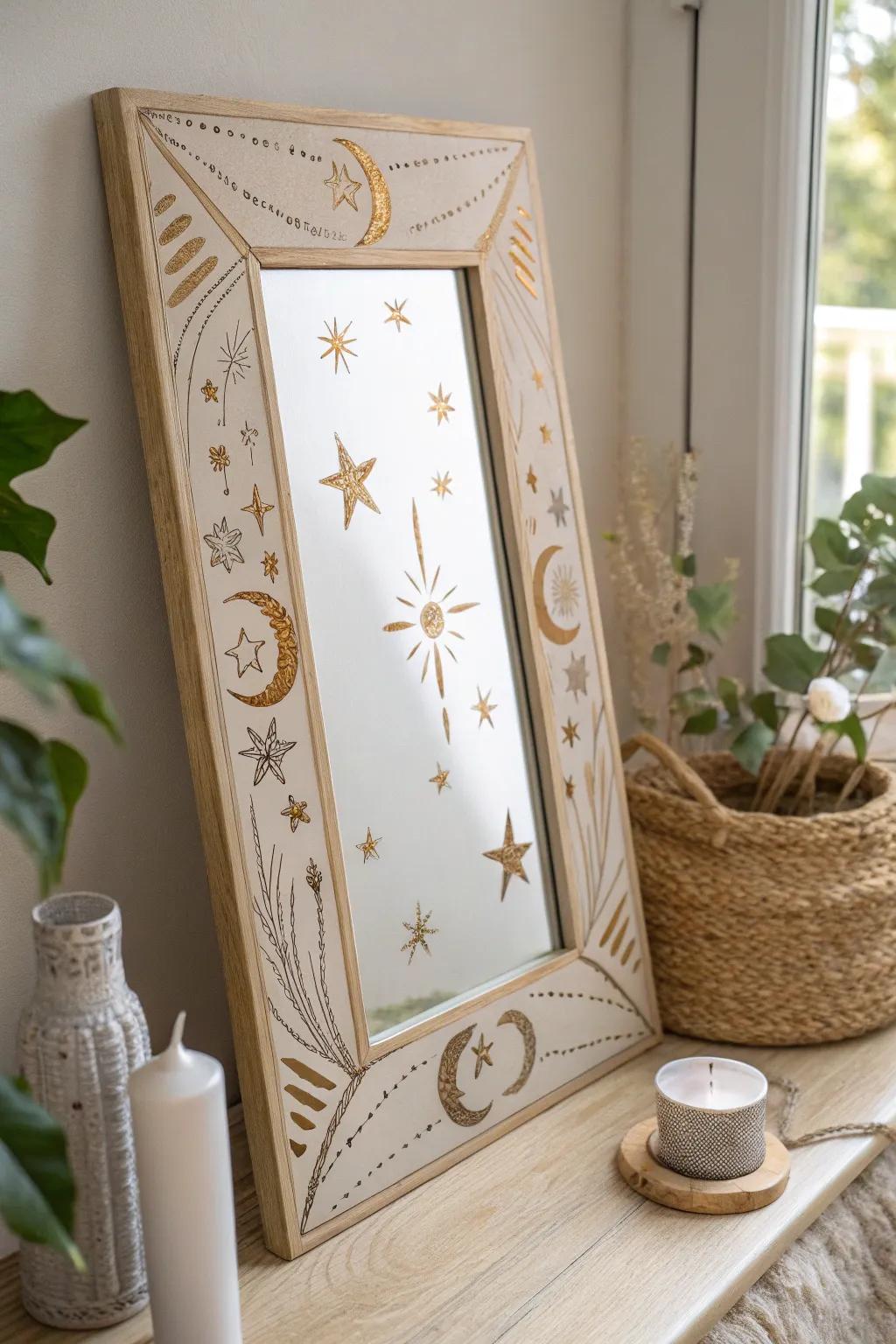 Bring the magic of the night sky into your home with celestial mirror art.