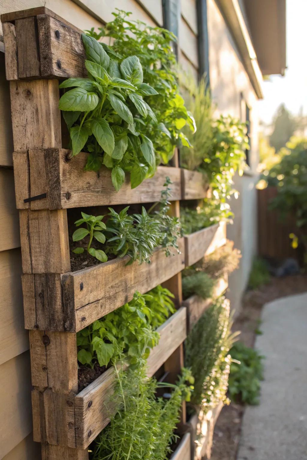 Elevate your outdoor space with a rustic pallet herb garden—where style meets culinary inspiration.