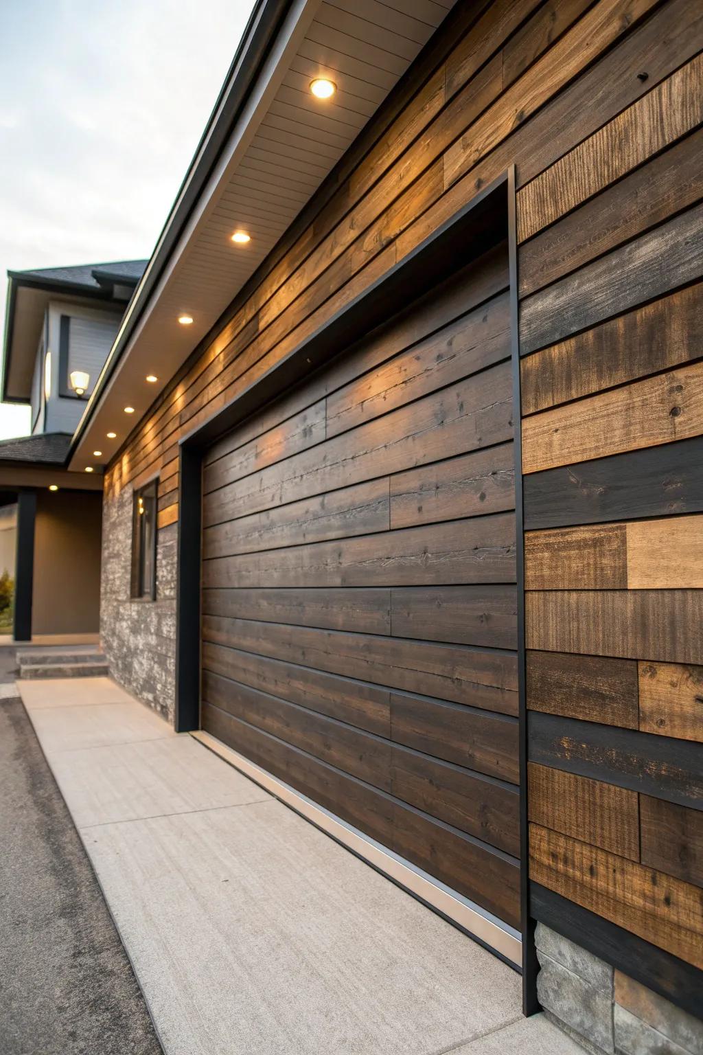 Transform your garage into a stylish retreat with the rustic charm of pallet wood siding.