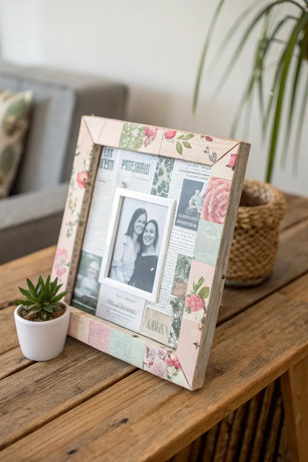 Craft the perfect personalized gift with a decoupage picture frame that tells a story of friendship.