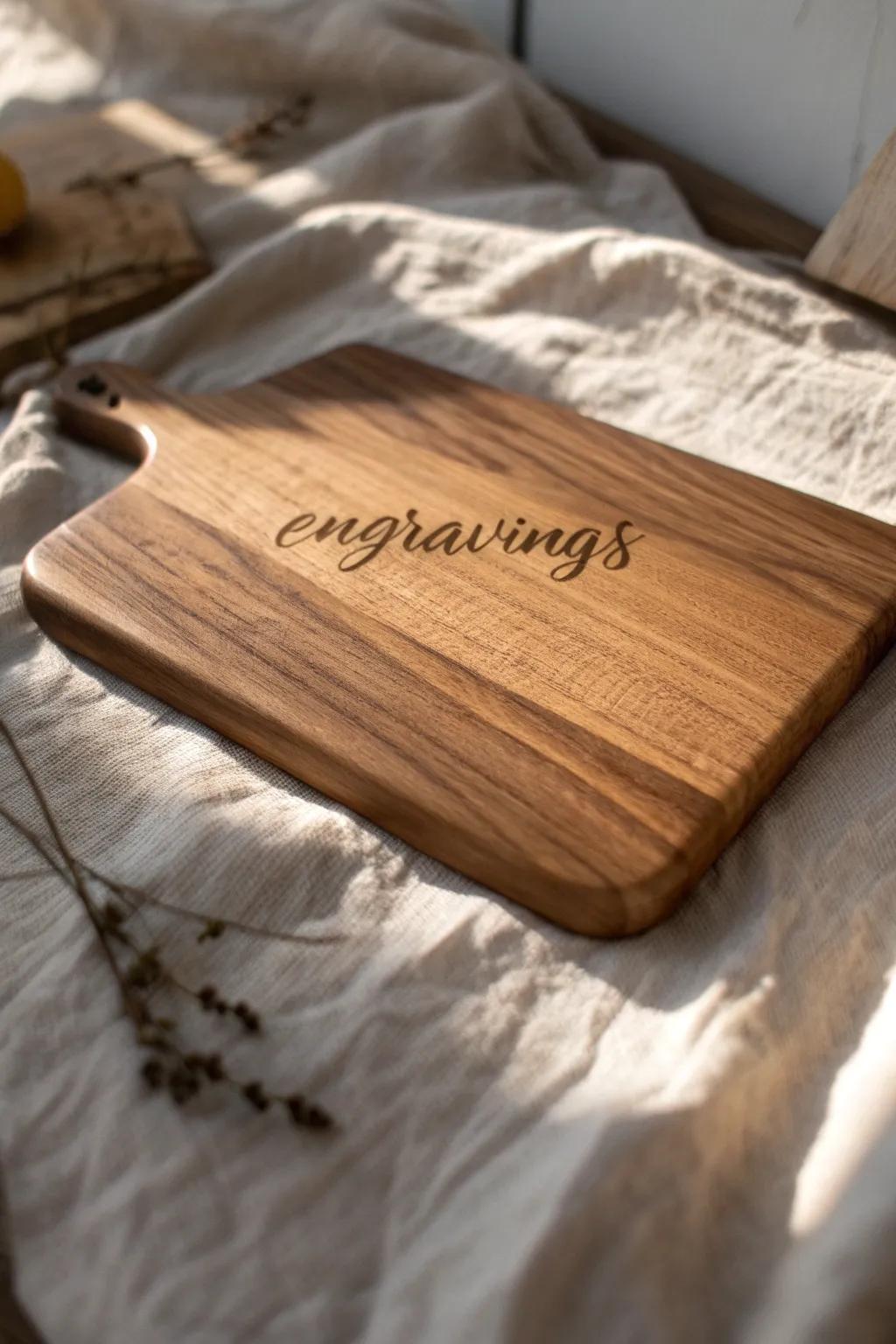 Discover the art of personalization with our beautifully engraved cutting boards, blending bold and script fonts for a touch of elegance.