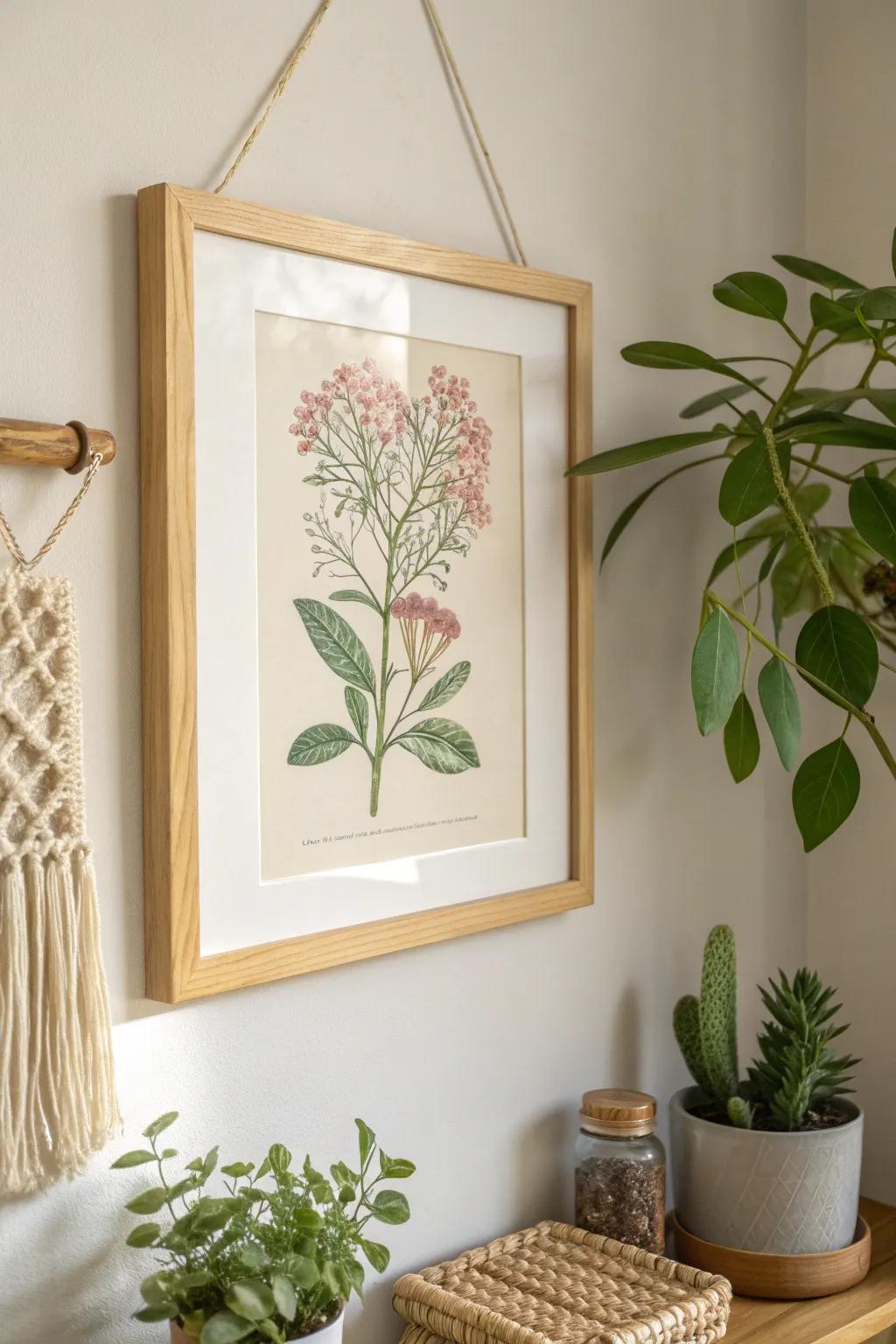 Add a touch of nostalgic charm to your home with vintage botanical prints.