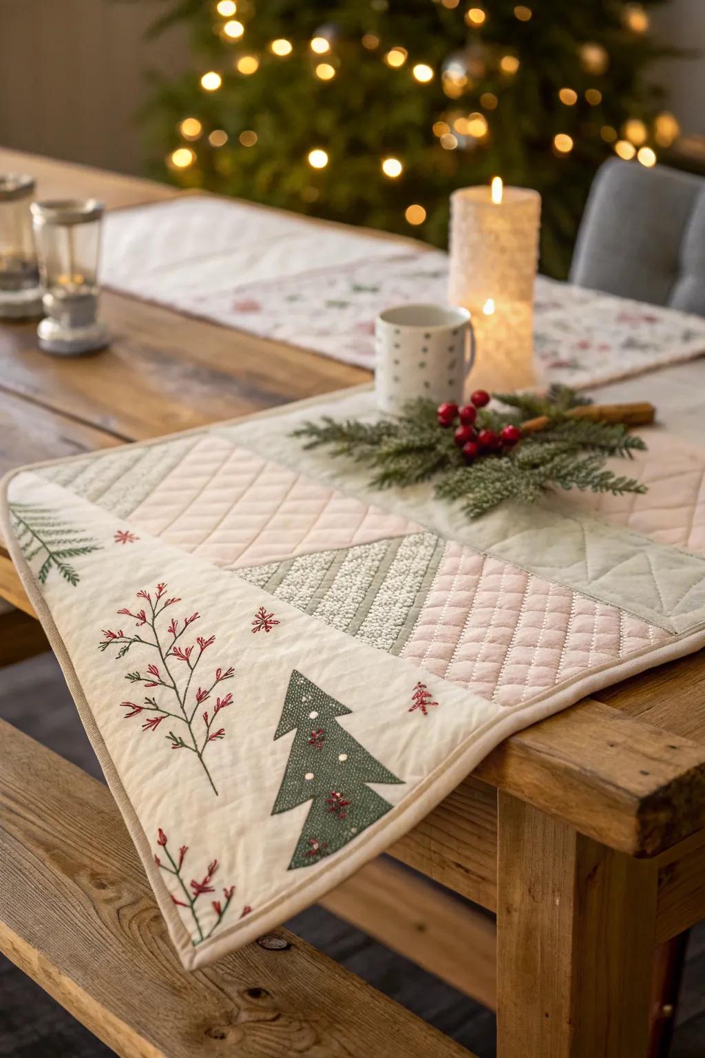Double the charm with reversible quilted placemats: two delightful designs in one elegant creation.