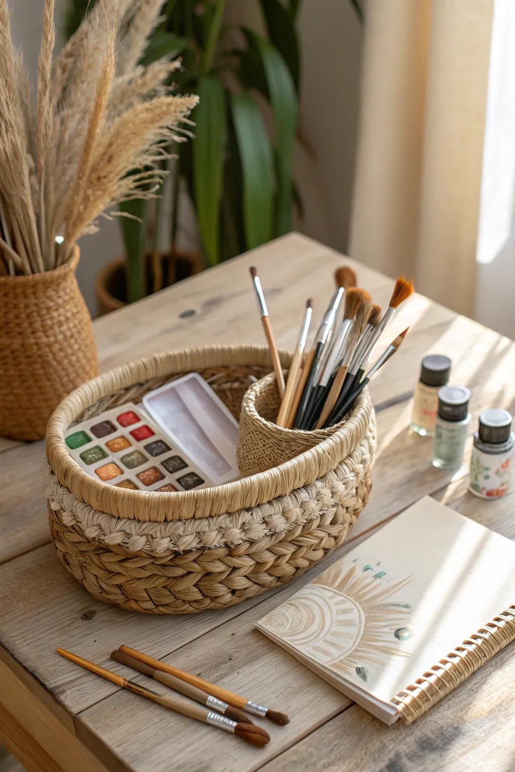 Inspire creativity with this elegantly curated arts and crafts basket, perfect for the artistic soul.
