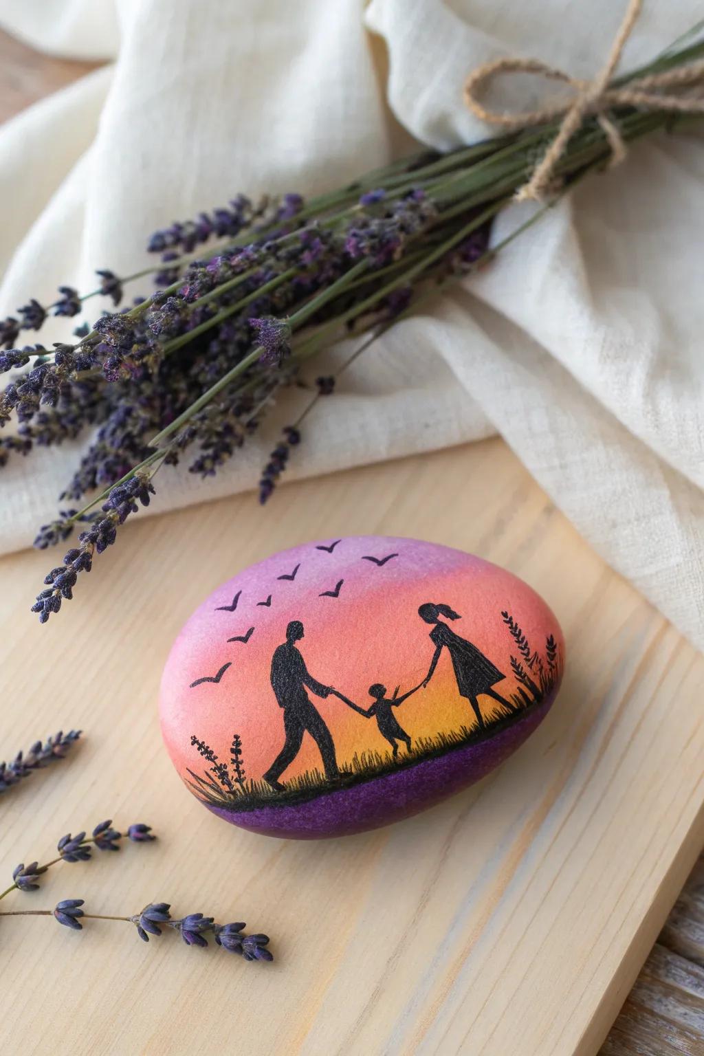 Tell a tale of togetherness with sunset silhouettes on stones. 🌅✨ #CraftedStories #MinimalistArt