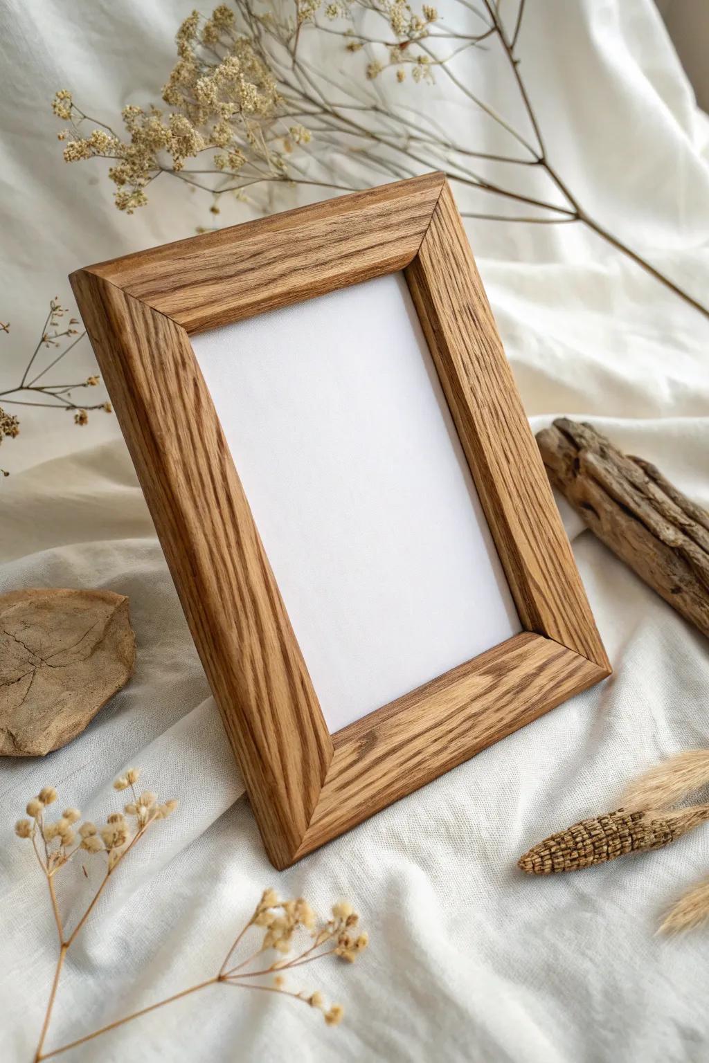 Embrace natural elegance with a handcrafted wooden frame that beautifully showcases your treasured memories.