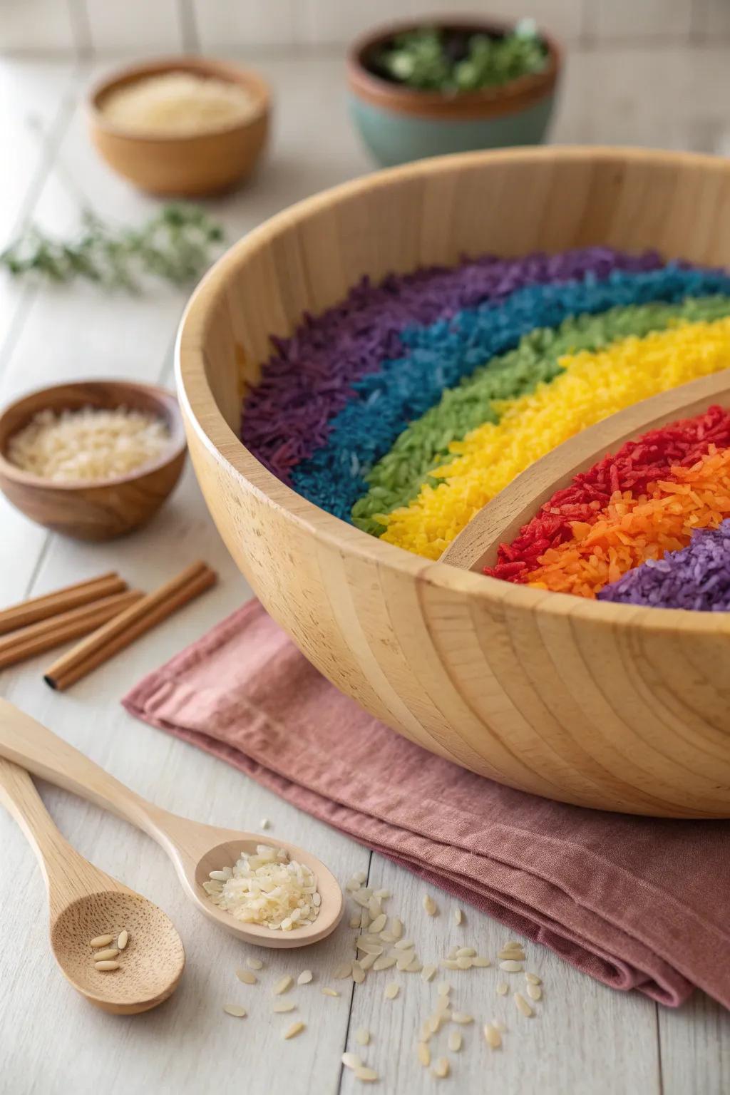 Dive into a Rainbow Rice Adventure: A sensory delight for curious minds.